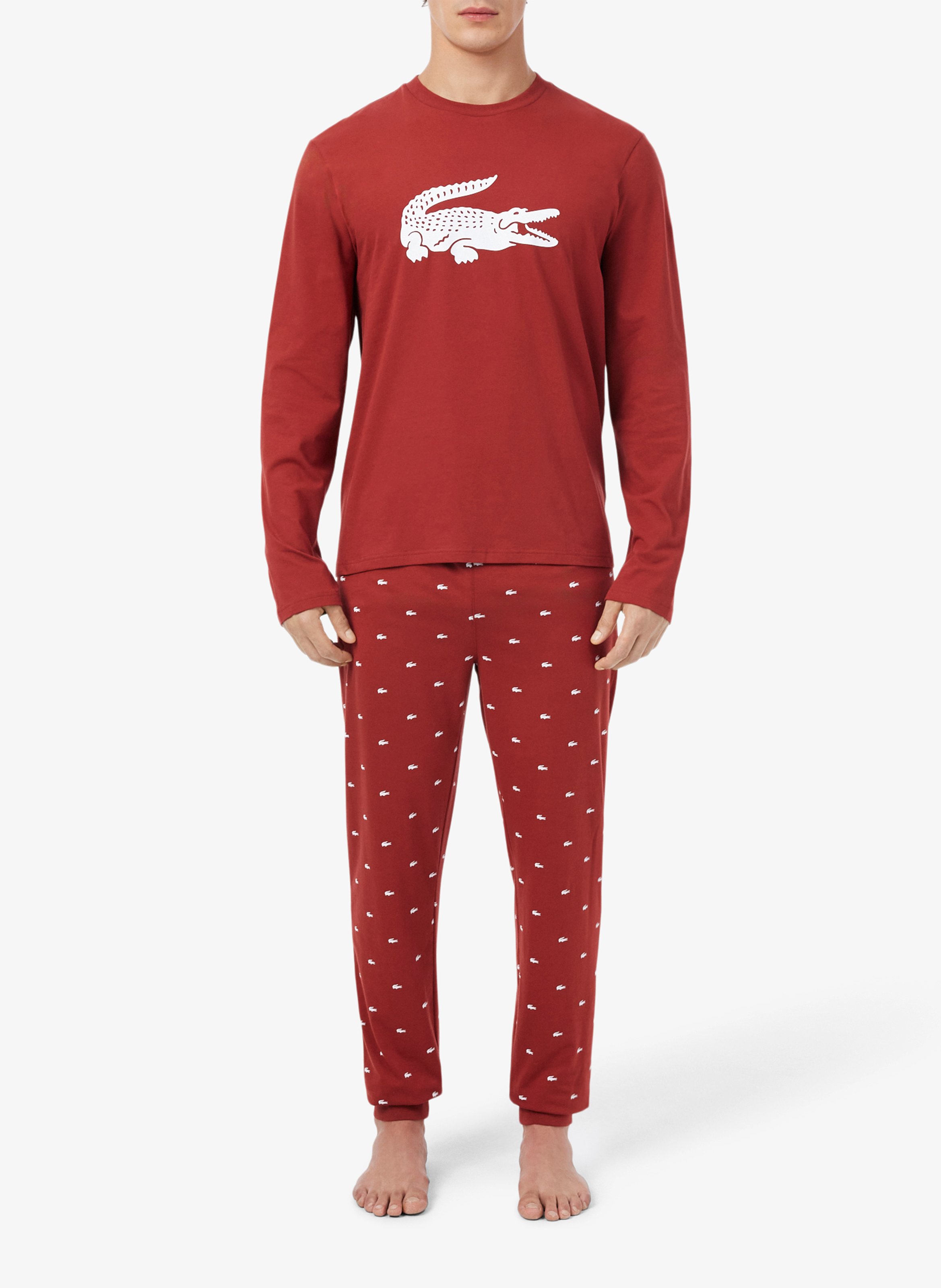 Cotton-mix pajama set LACOSTE Red