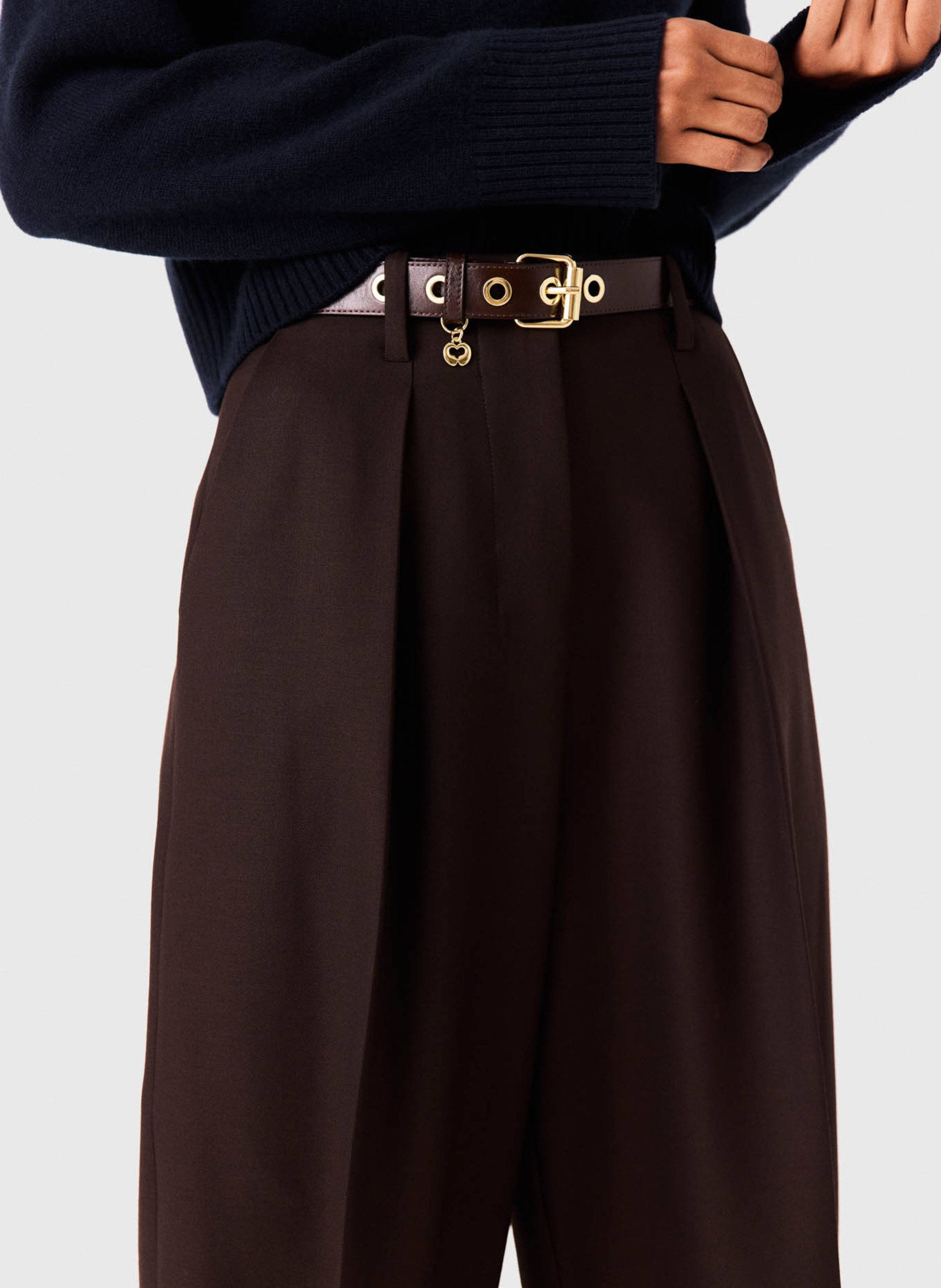 Ruime broek met plooien  MAJE Bruin
