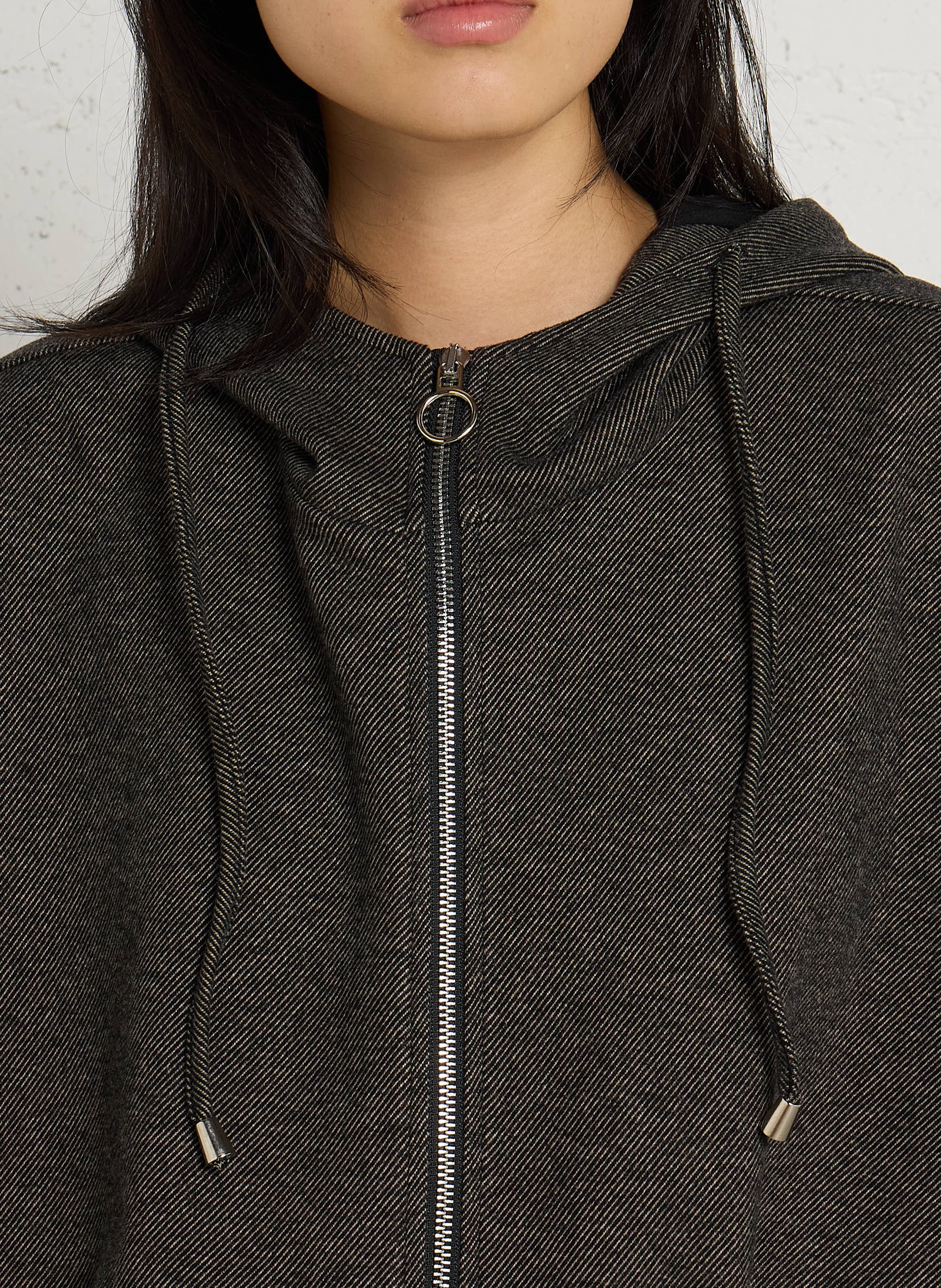 Mouwloos sweatshirt met rits PLEASE Zwart