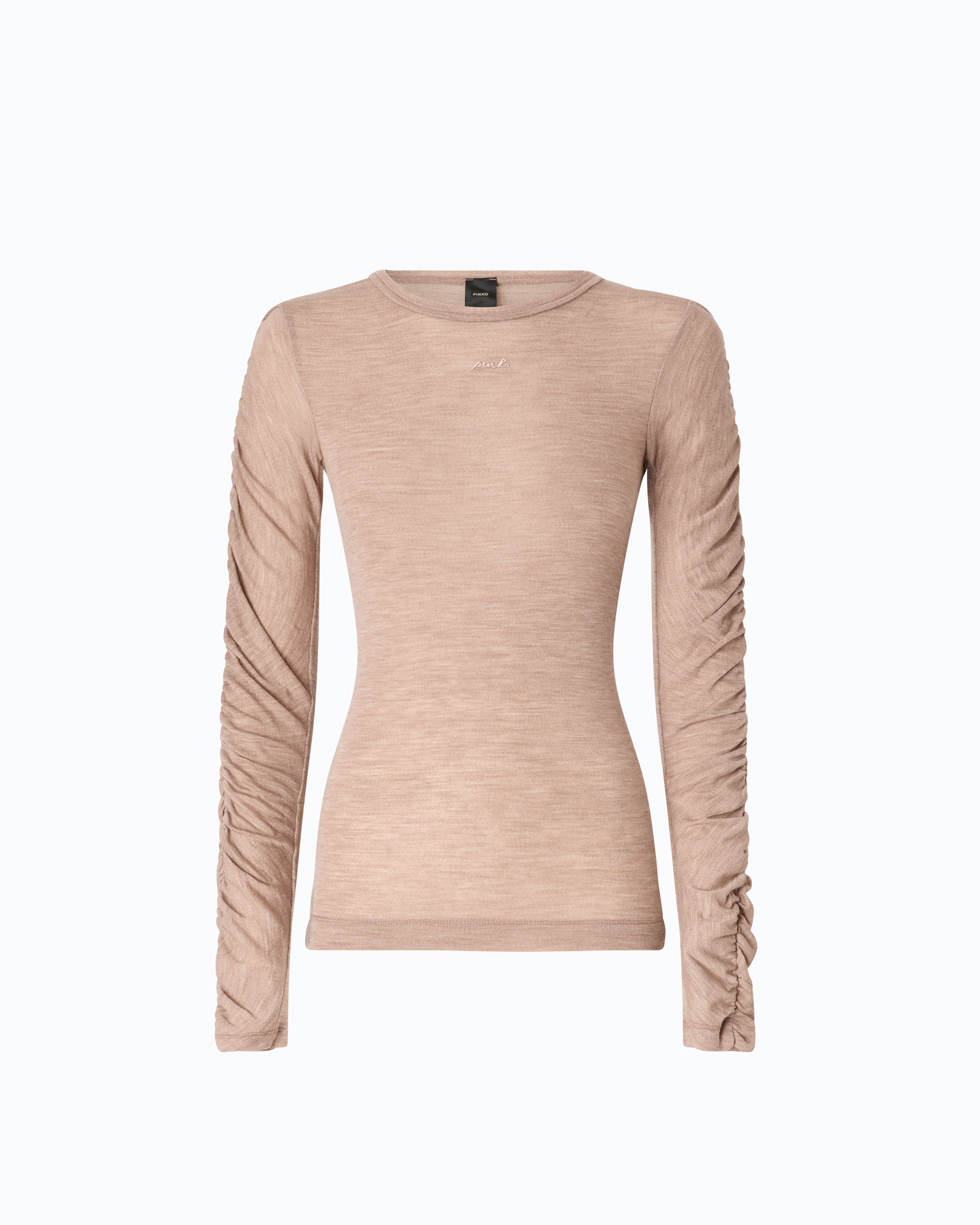 T-shirt à manches froncées PINKO Beige