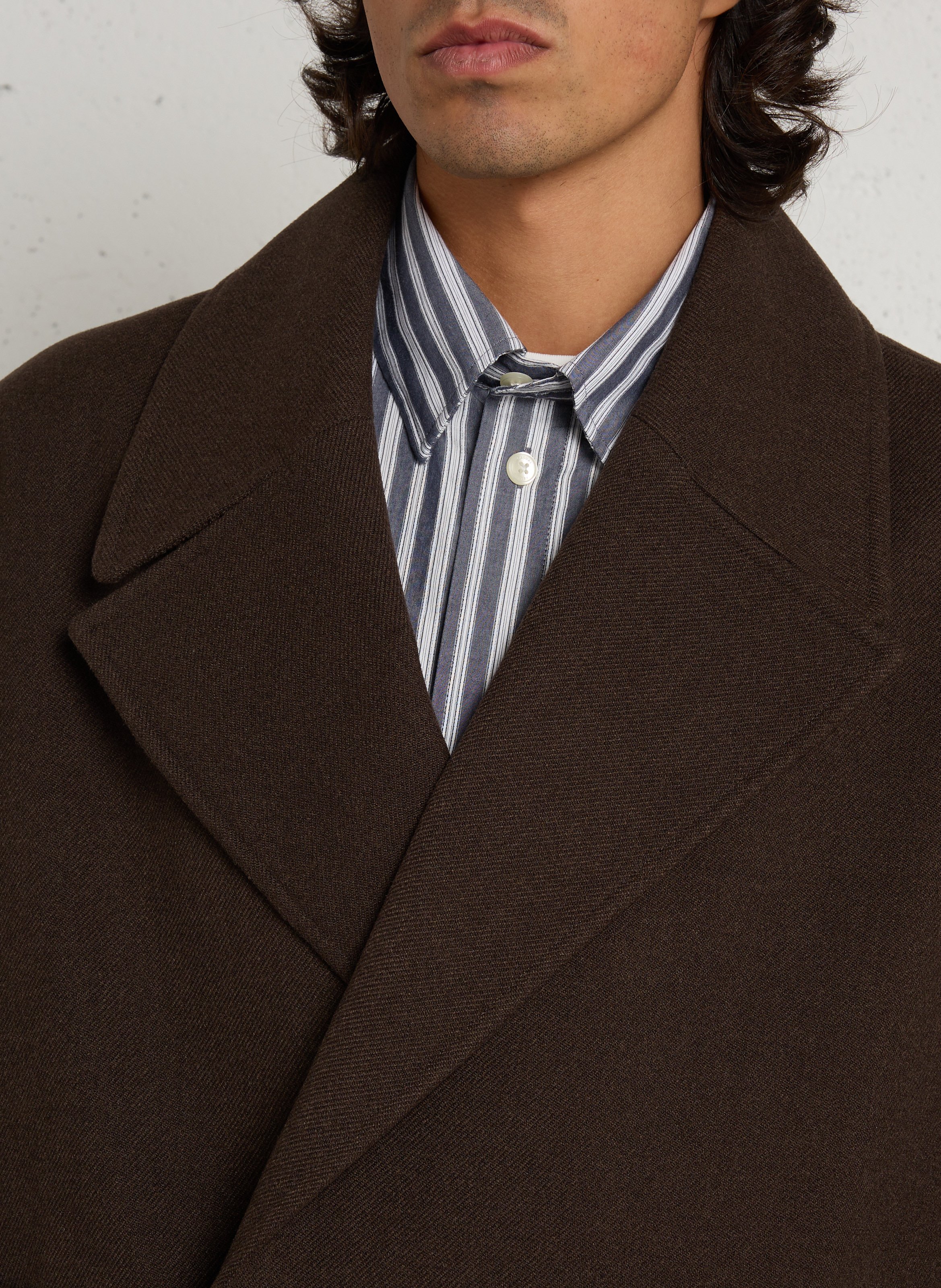 Manteau long col tailleur à double-boutonnage IMPERIAL Marron