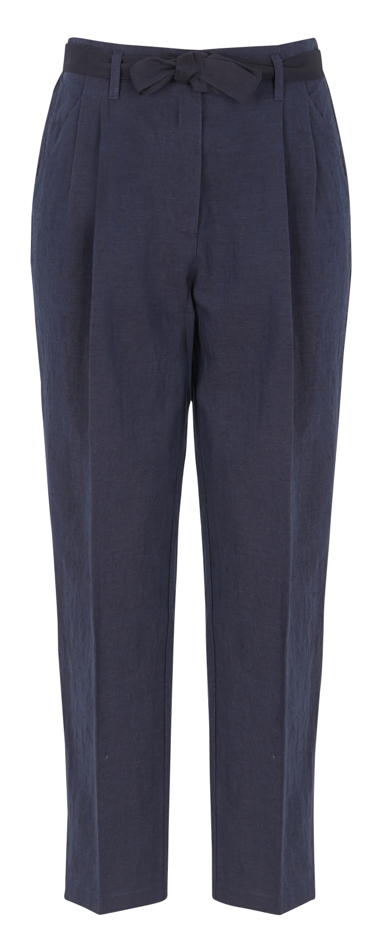 Pantalon carotte taille haute en lin POMANDERE Bleu
