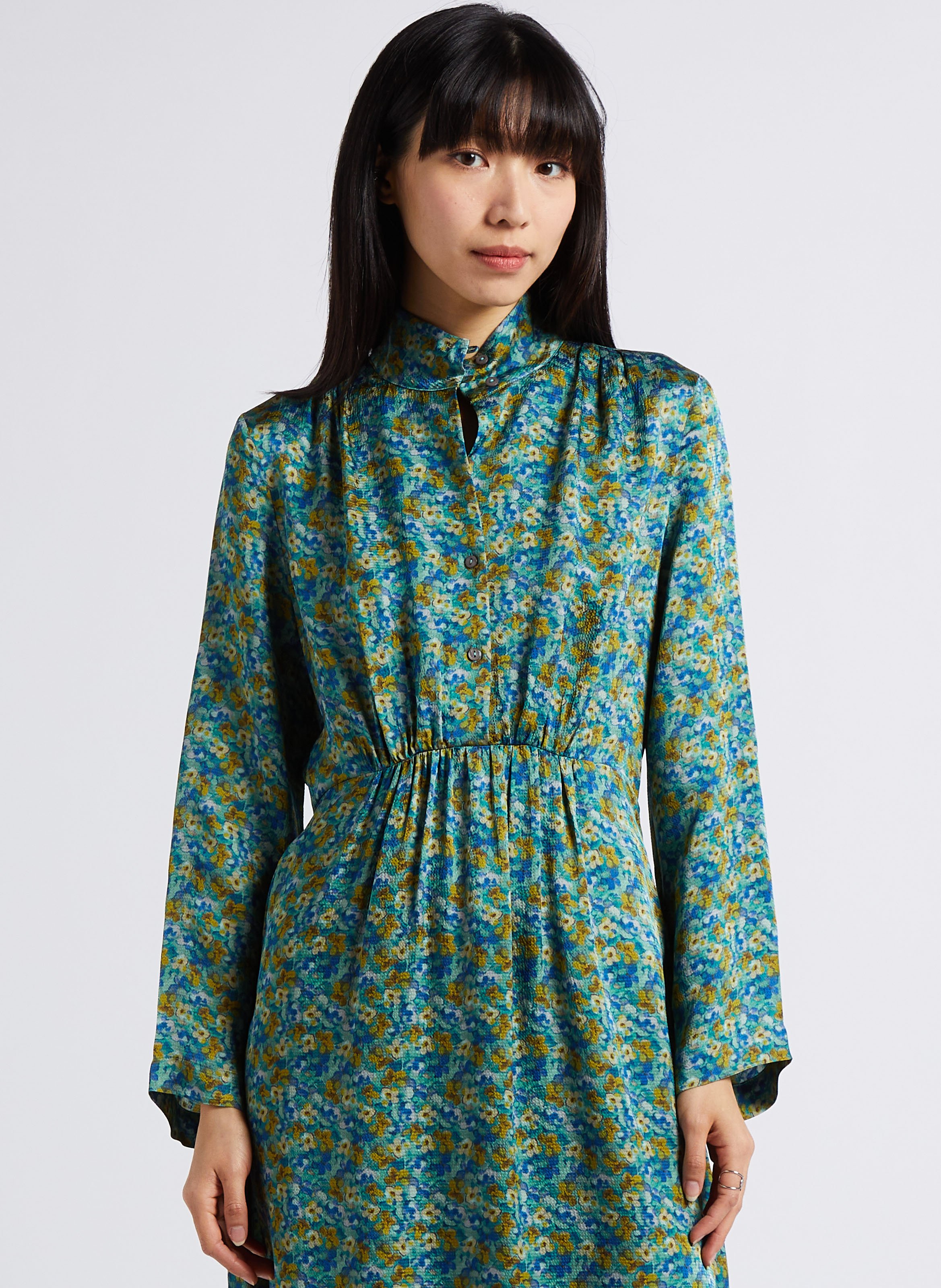 Robe longue à col montant ATTIC AND BARN Vert