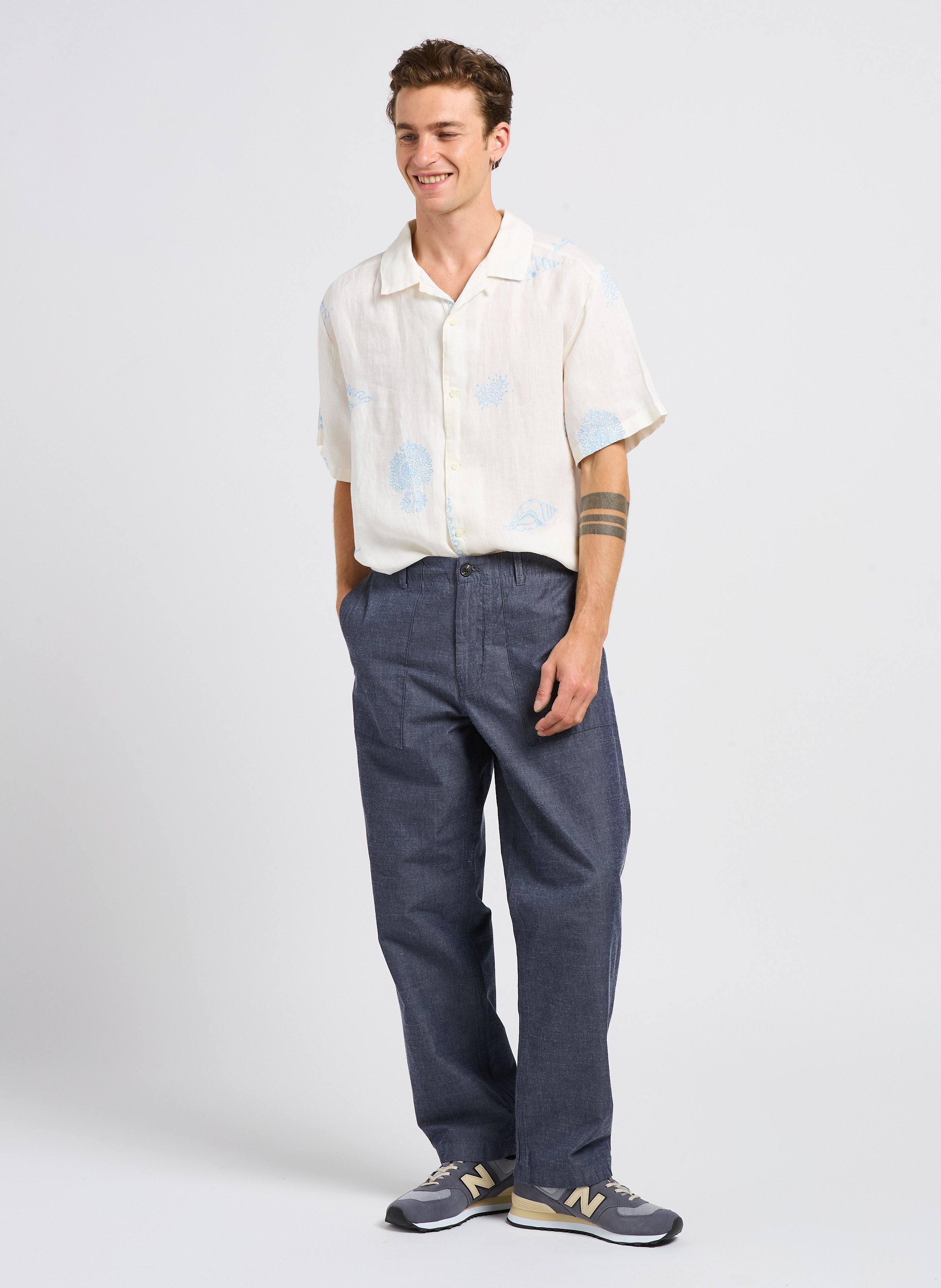 Pantalon droit en coton bio KNOWLEDGE COTTON APPAREL Bleu