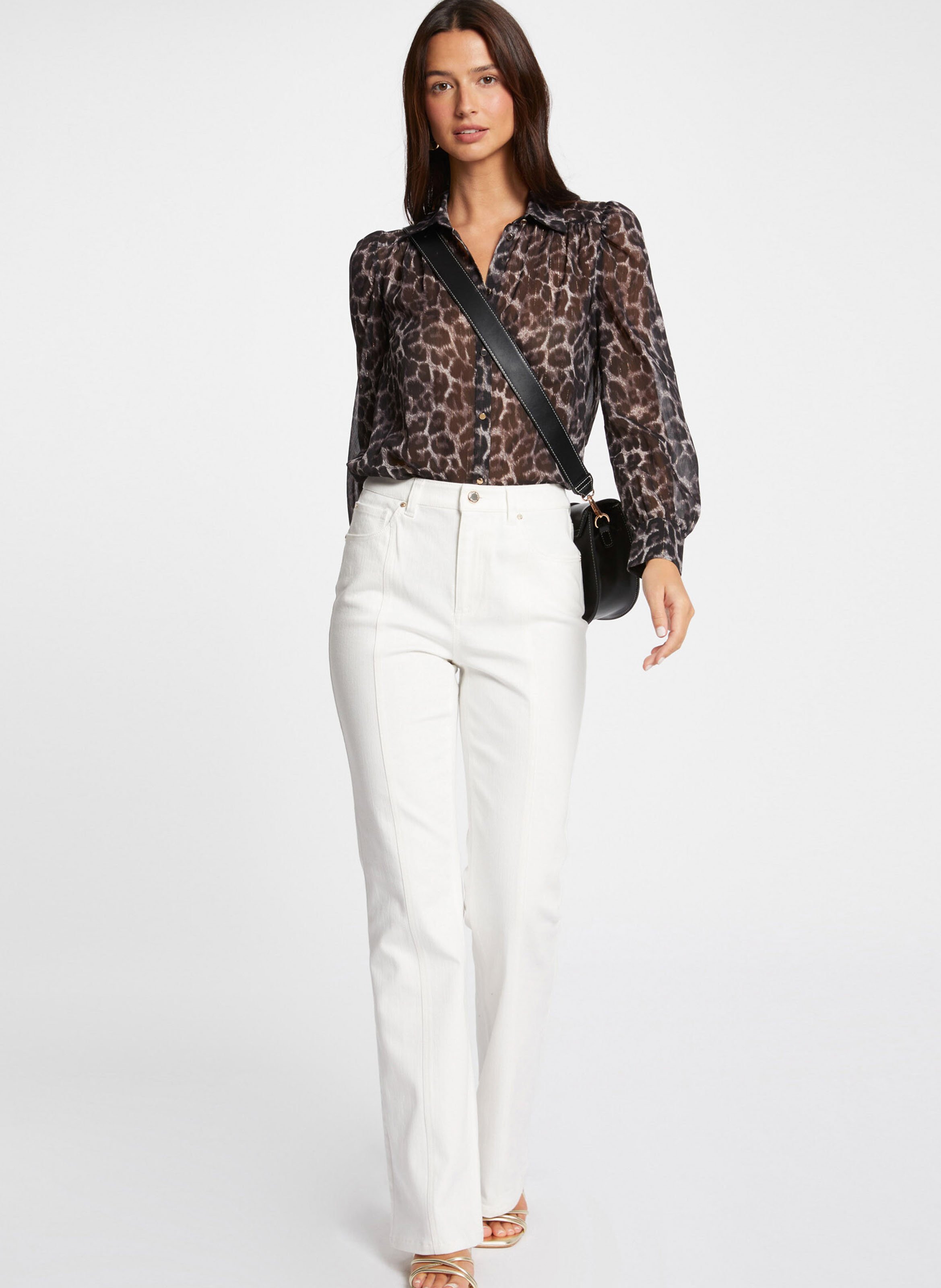 Chemise droite manches longues imprimée MORGAN Multicolore