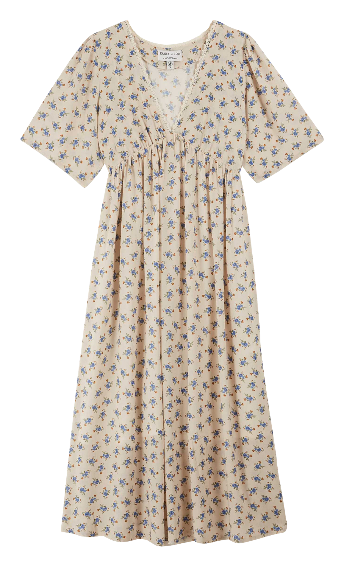 Robe longue cintrée col V EMILE ET IDA Beige