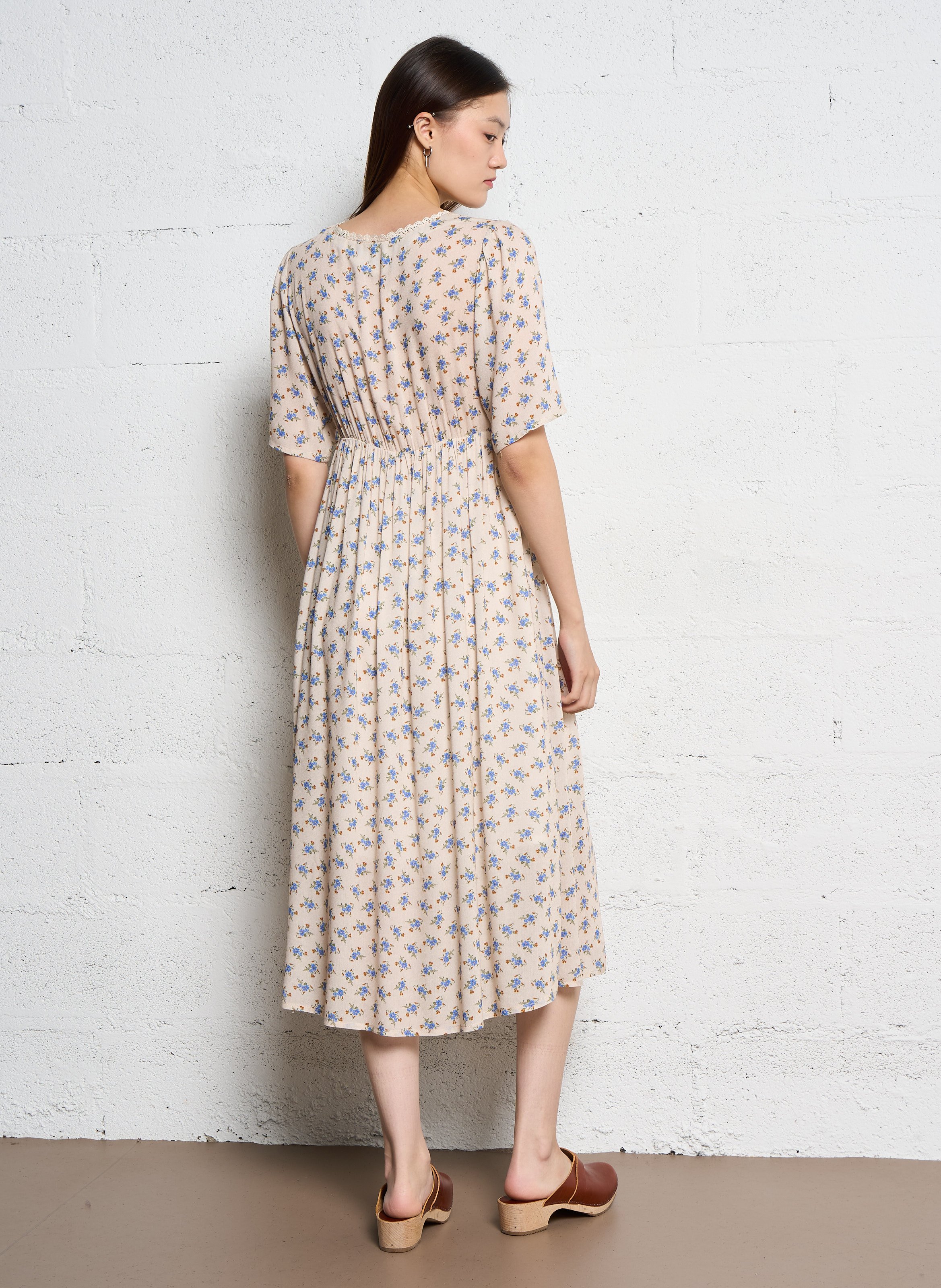 Robe longue cintrée col V EMILE ET IDA Beige