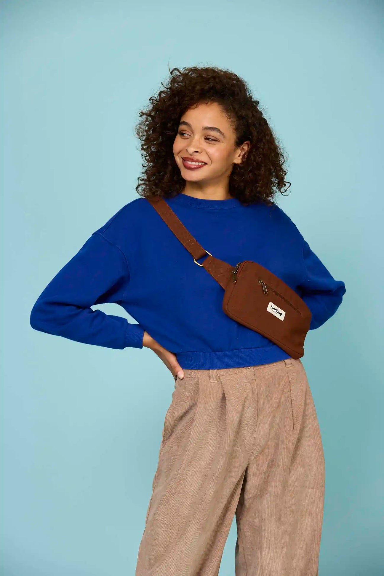 Cotton waist bag Brown