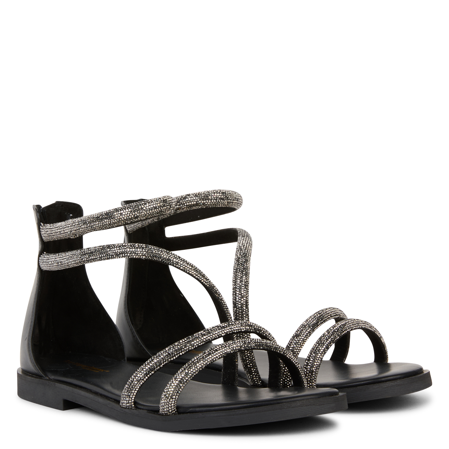 Flat sandals with rhinestone straps LES TROPEZIENNES PAR M.BELARBI Black