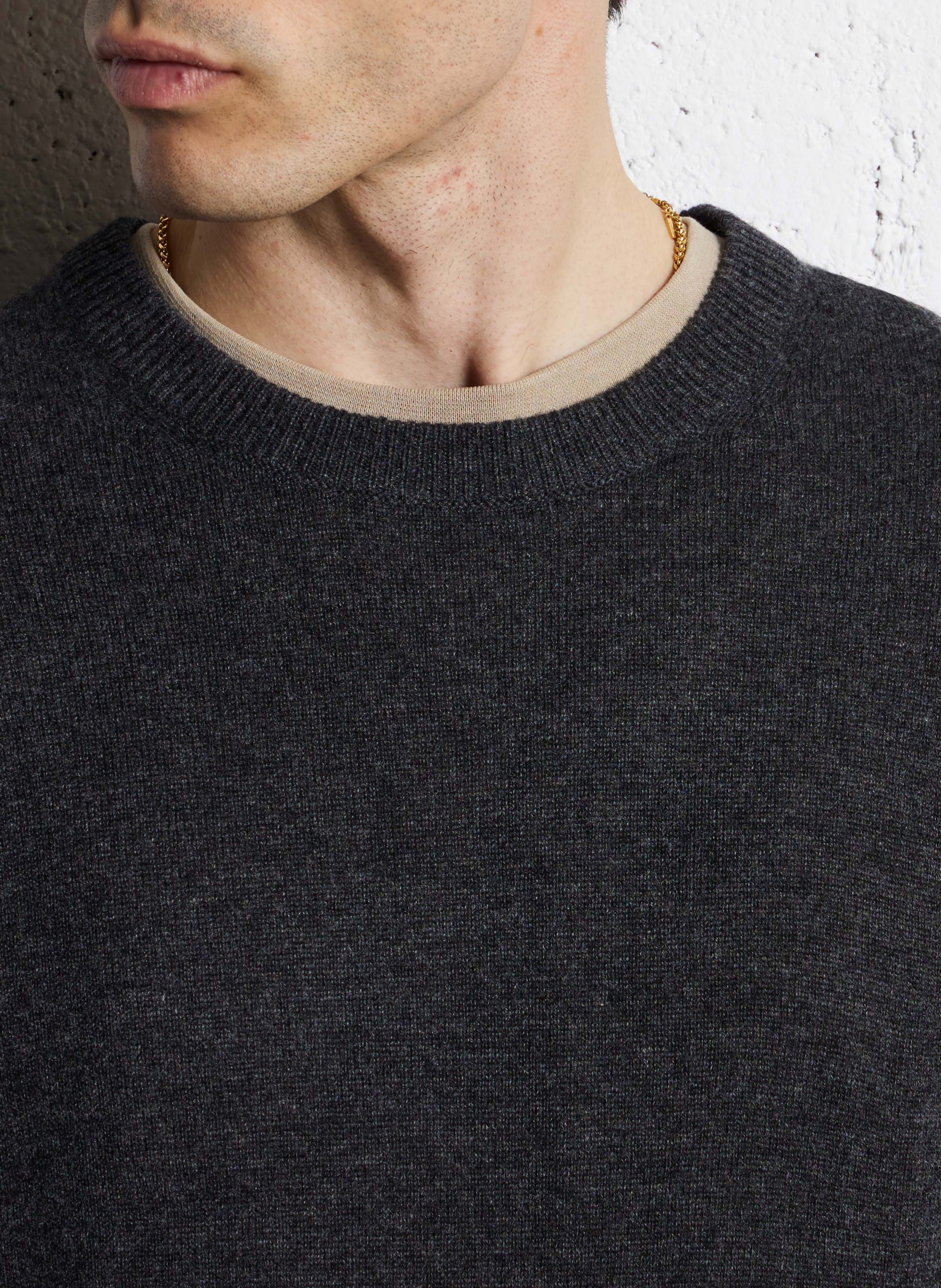 Pull col rond en cachemire regular fit AU PRINTEMPS PARIS Gris