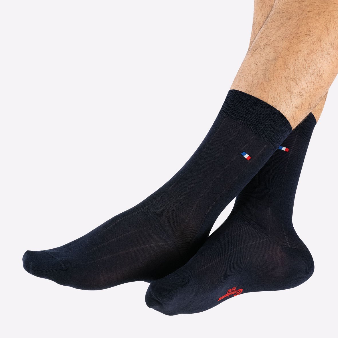 Men's mid-calf socks in Sea Island cotton made in France by Eminence. EMINENCE Blue