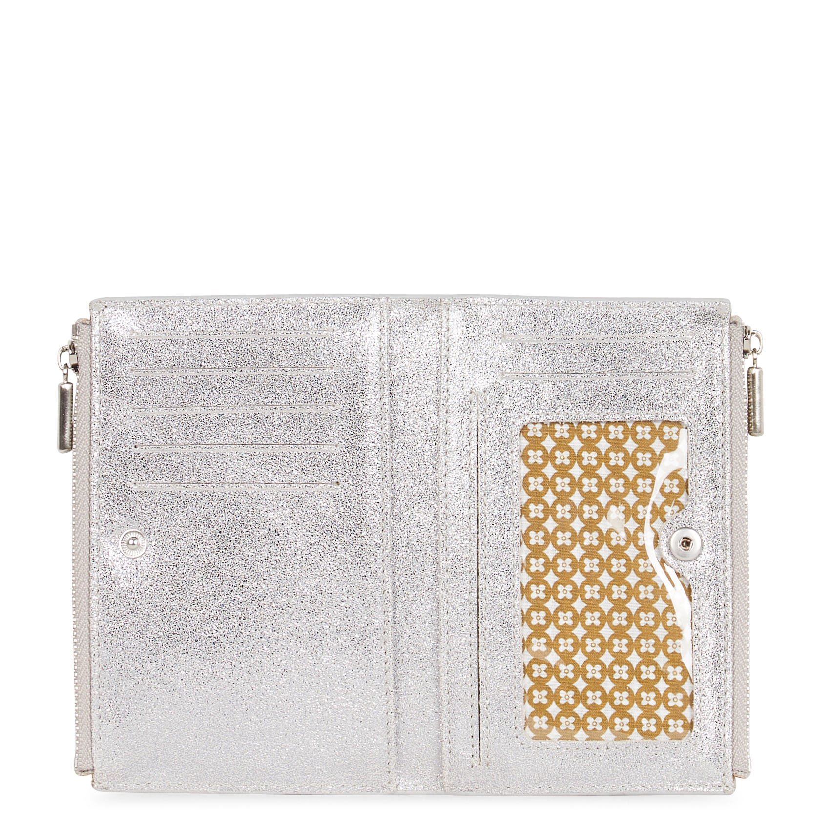 Pailletten-Brieftasche aus Leder MILA LOUISE Silber