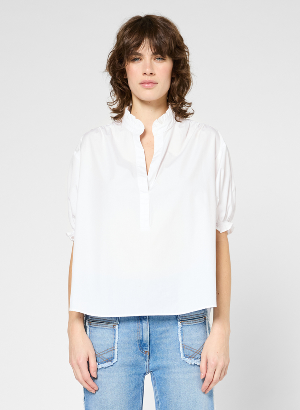 Chemisier col victorien en coton GERARD DAREL Blanc