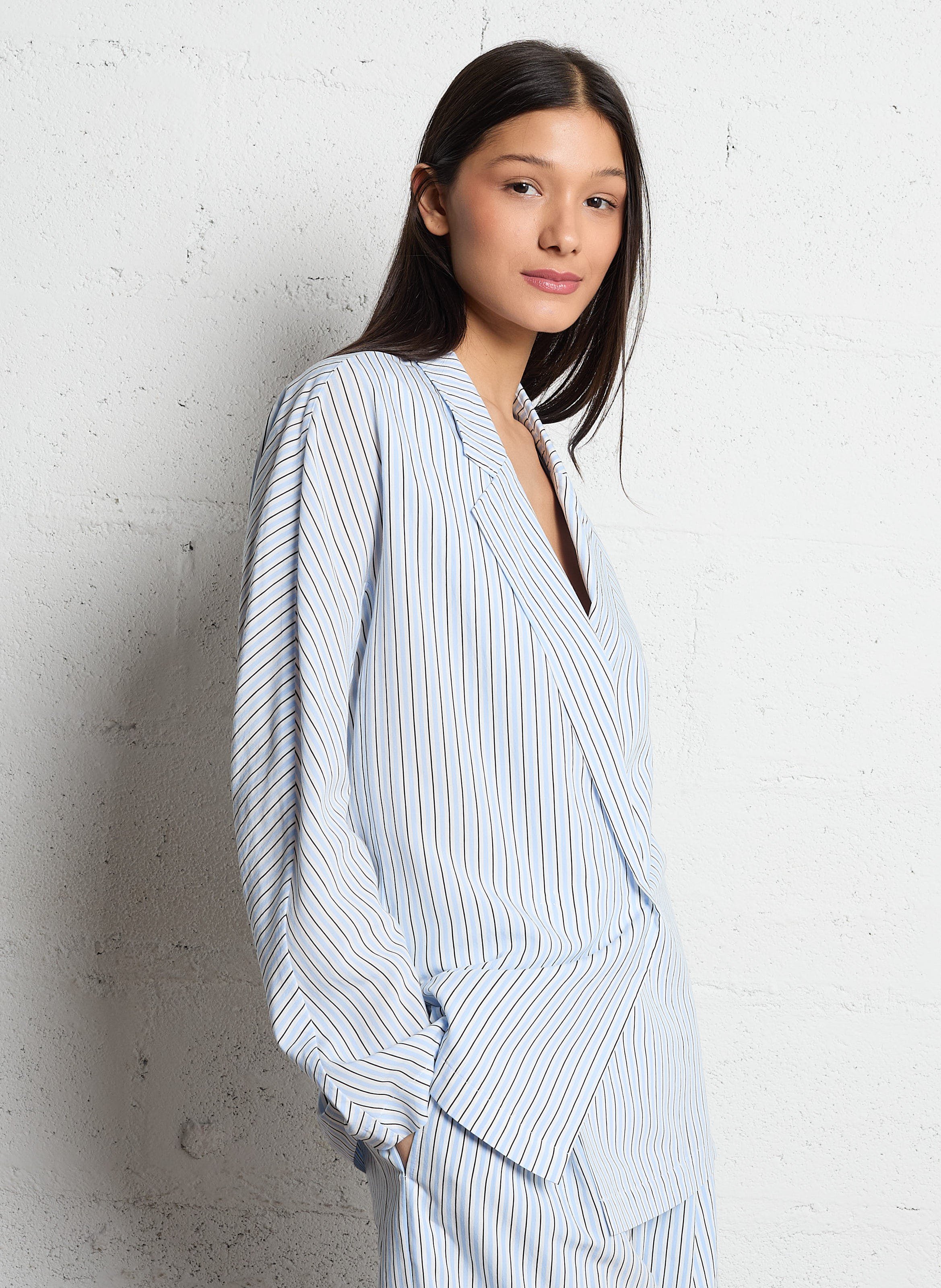 Veste col tailleur rayé LAURENCE BRAS