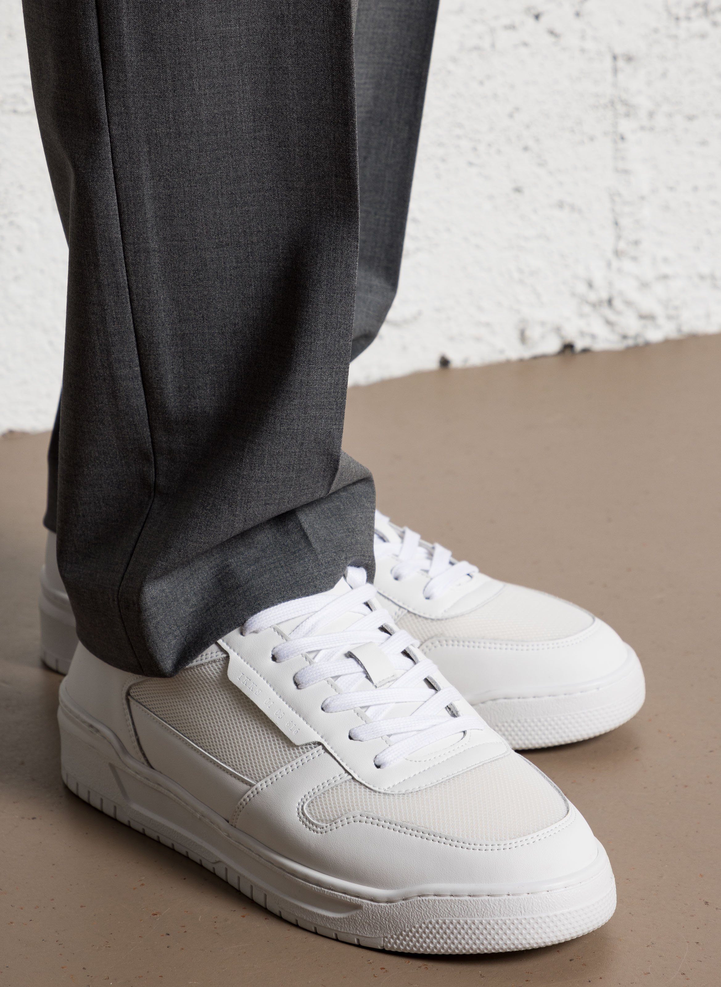 Baskets basses en cuir mélangé Blanc