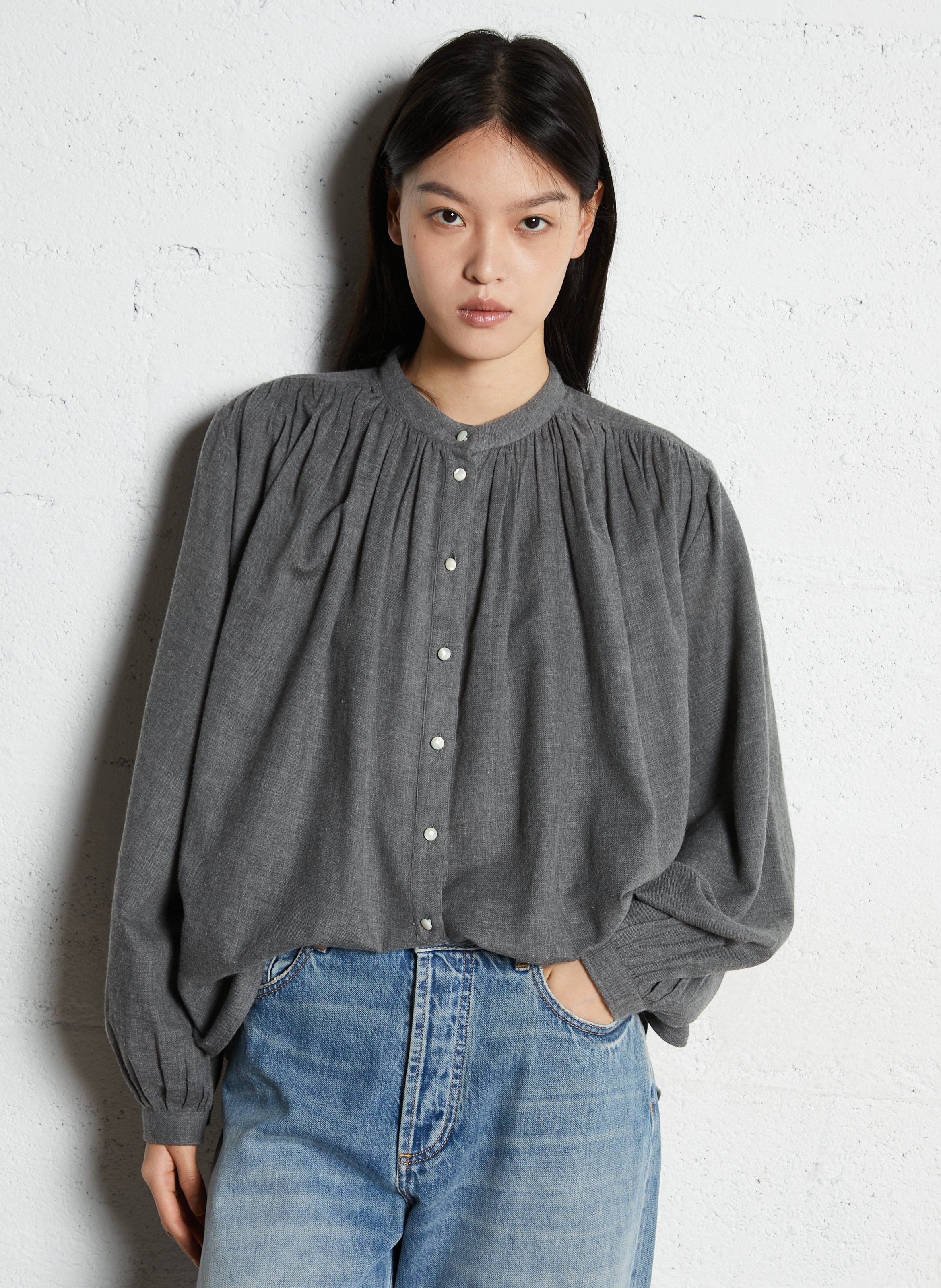 Kurzes Baumwollkleid mit Rundhalsausschnitt LAURENCE BRAS Grau