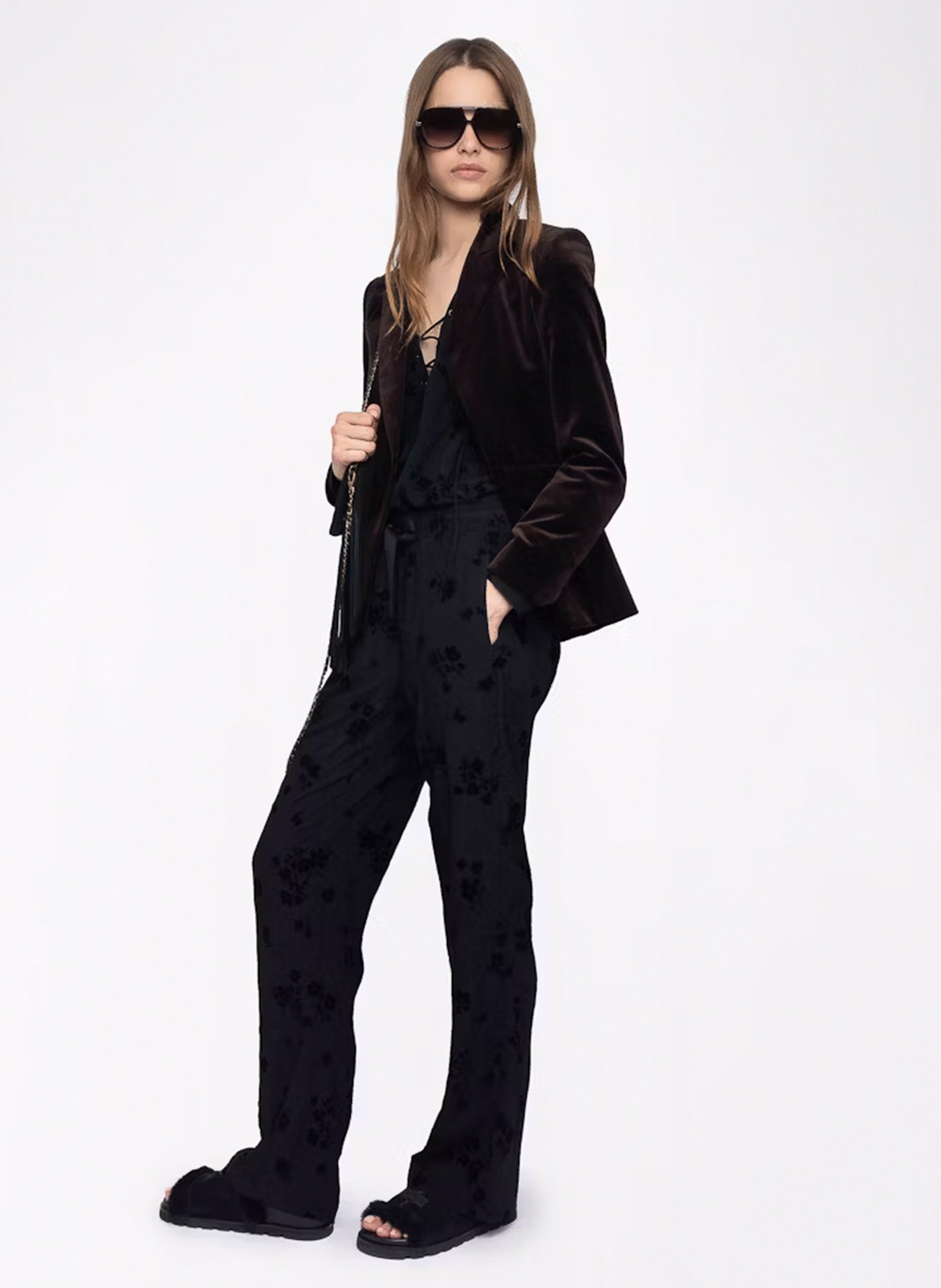 Pantalon jacquard droit fluide ZADIG&VOLTAIRE Noir