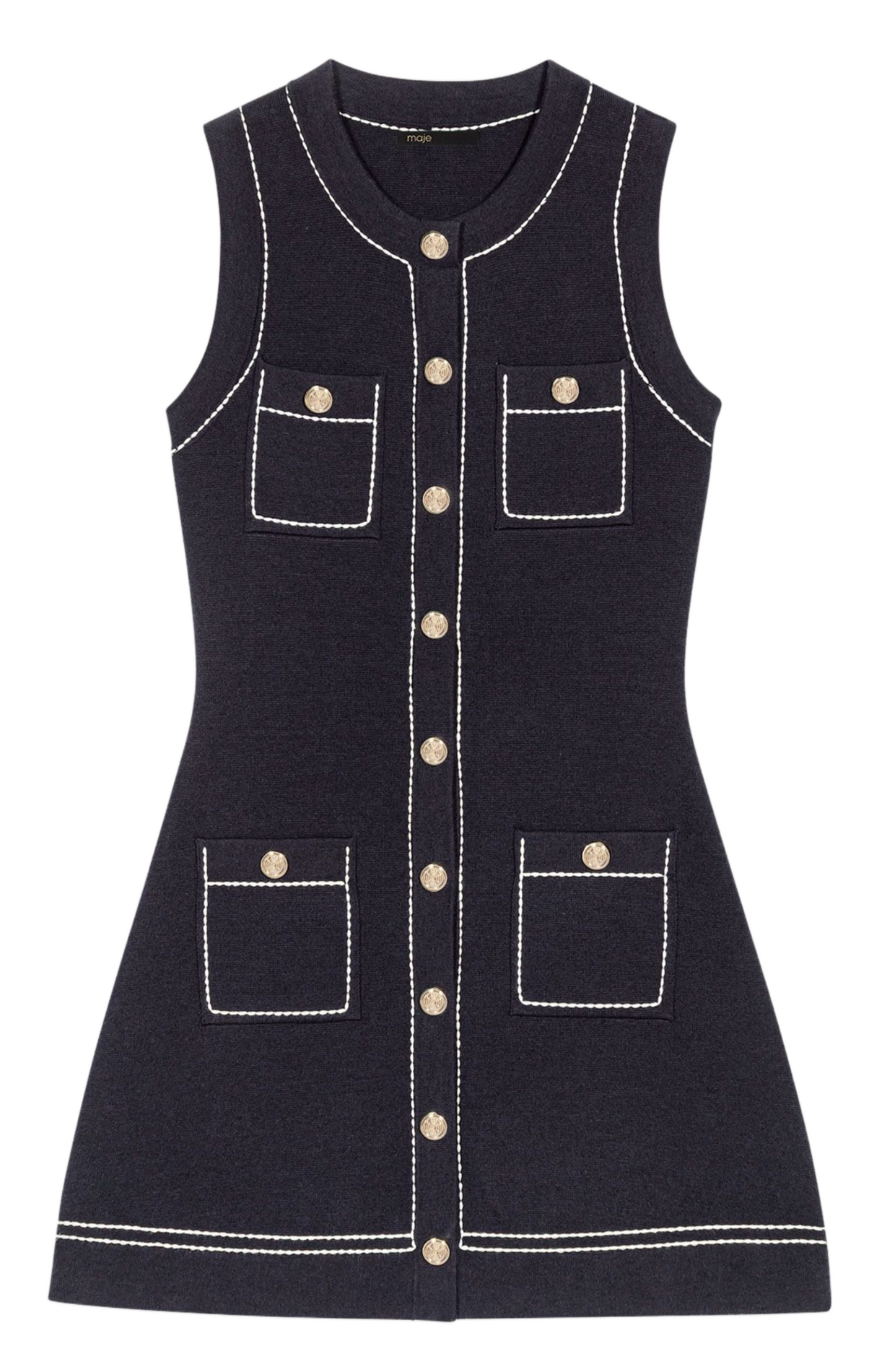 Robe courte en maille MAJE Bleu