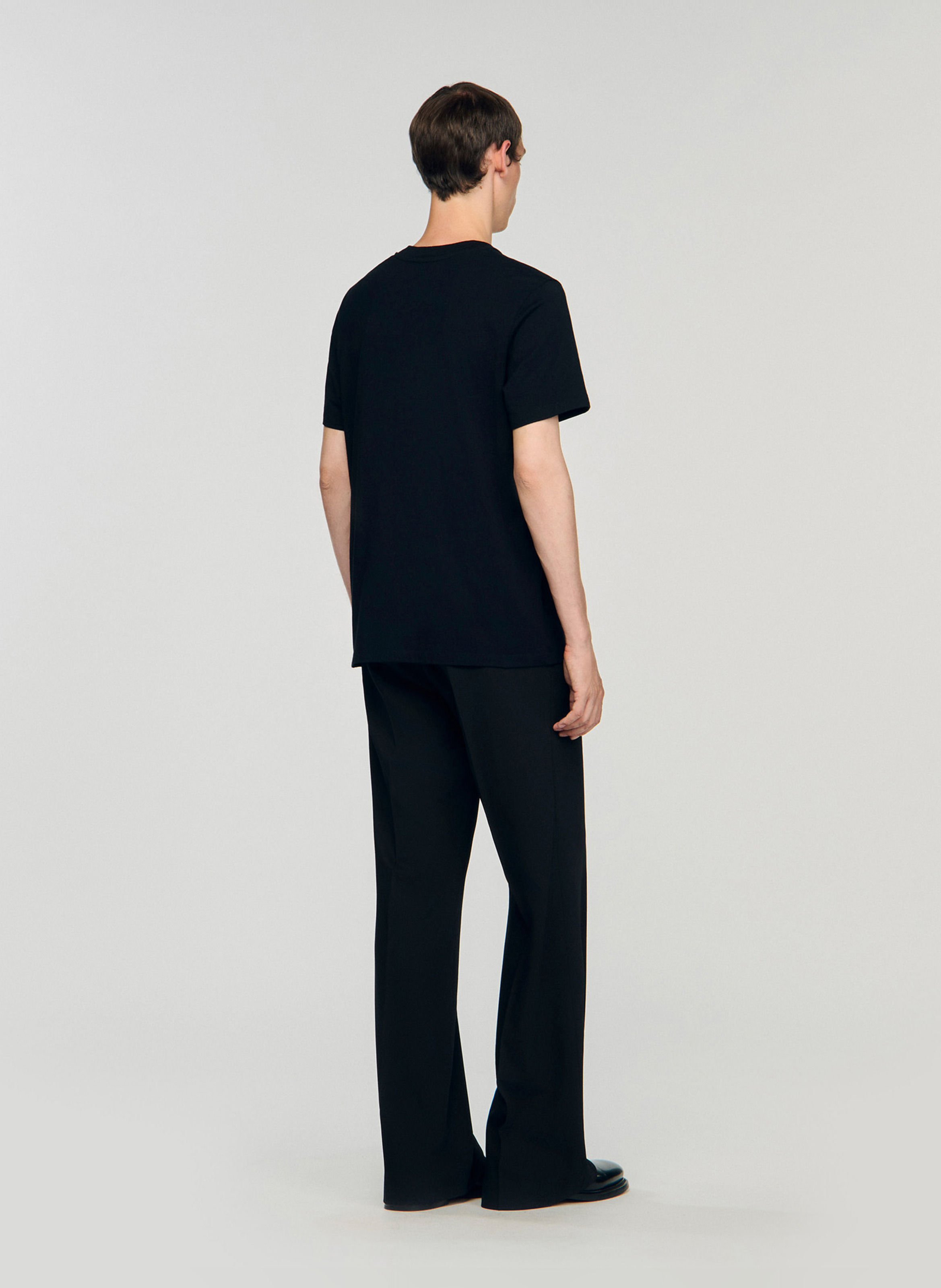Round neck cotton t-shirt SANDRO Black
