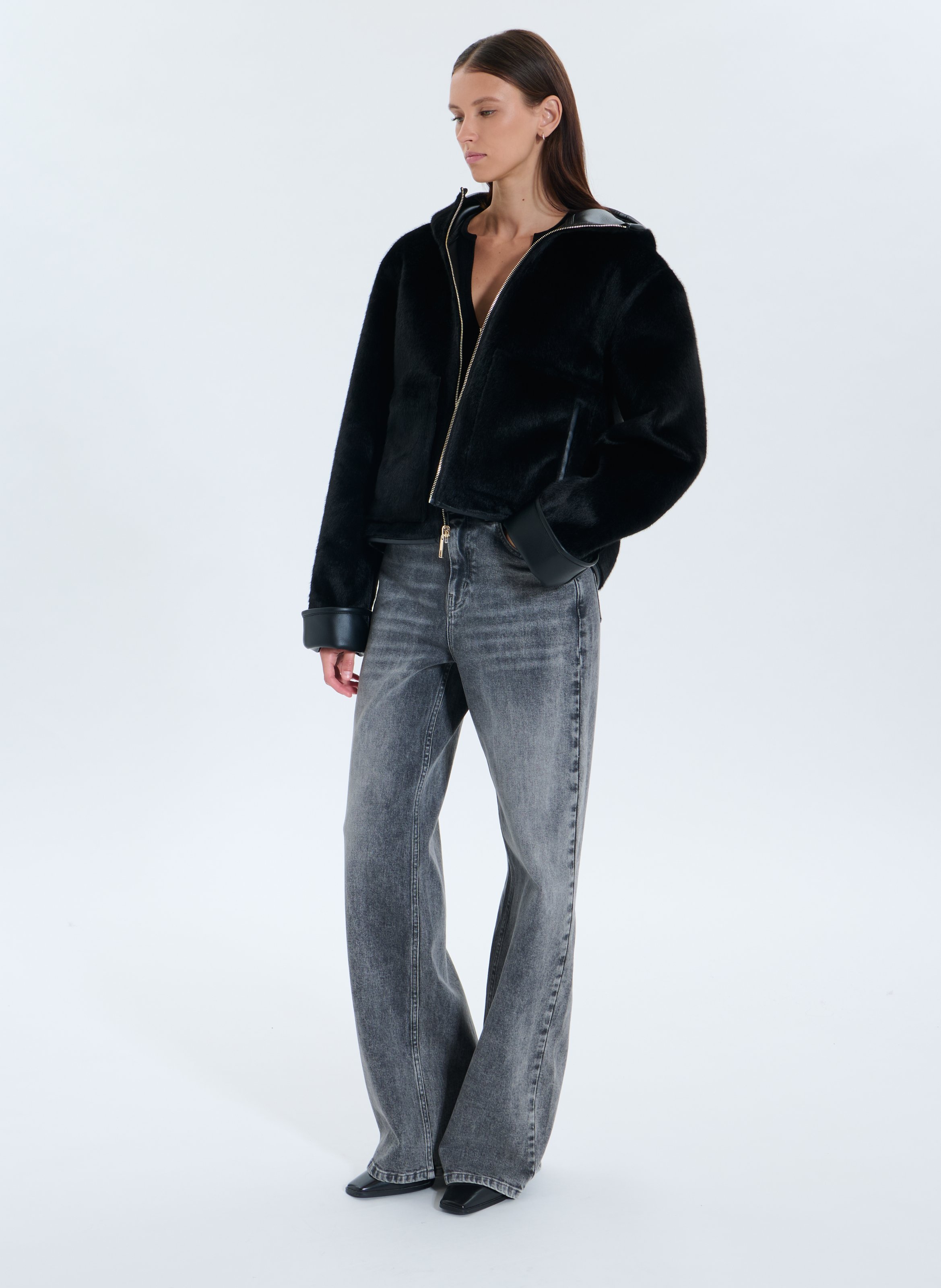 Short oversized hooded jacket ZAPA Black