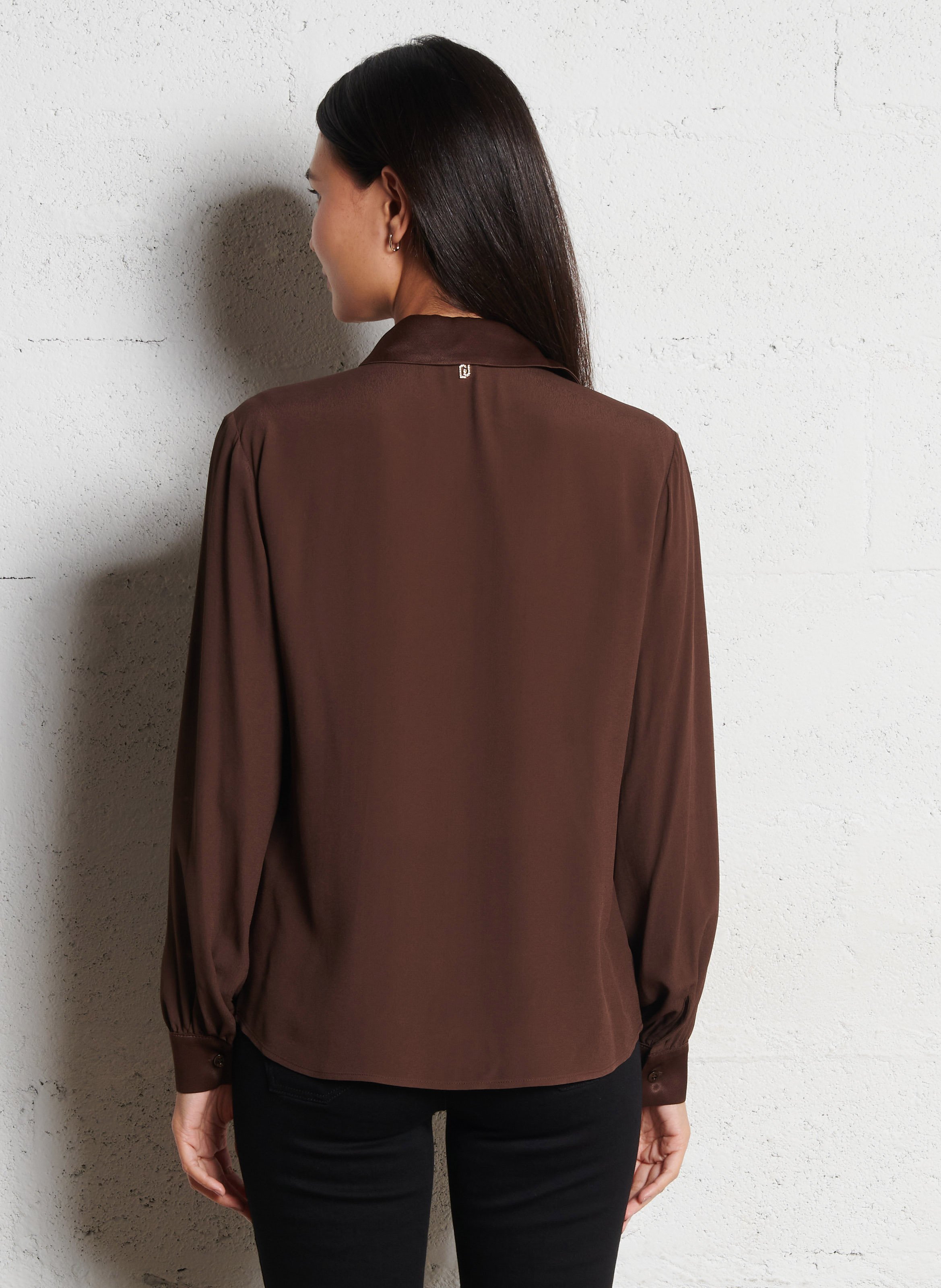 Straight fluid shirt with classic collar LIU JO Braun