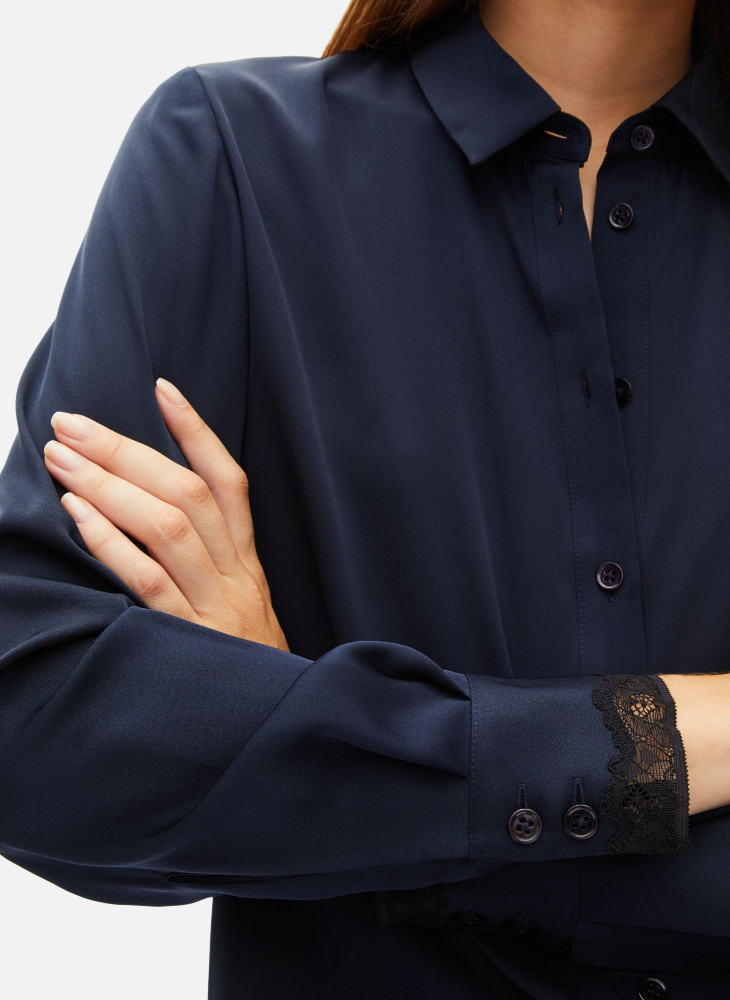 Printed silk satin classic-collar shirt THE KOOPLES Blue