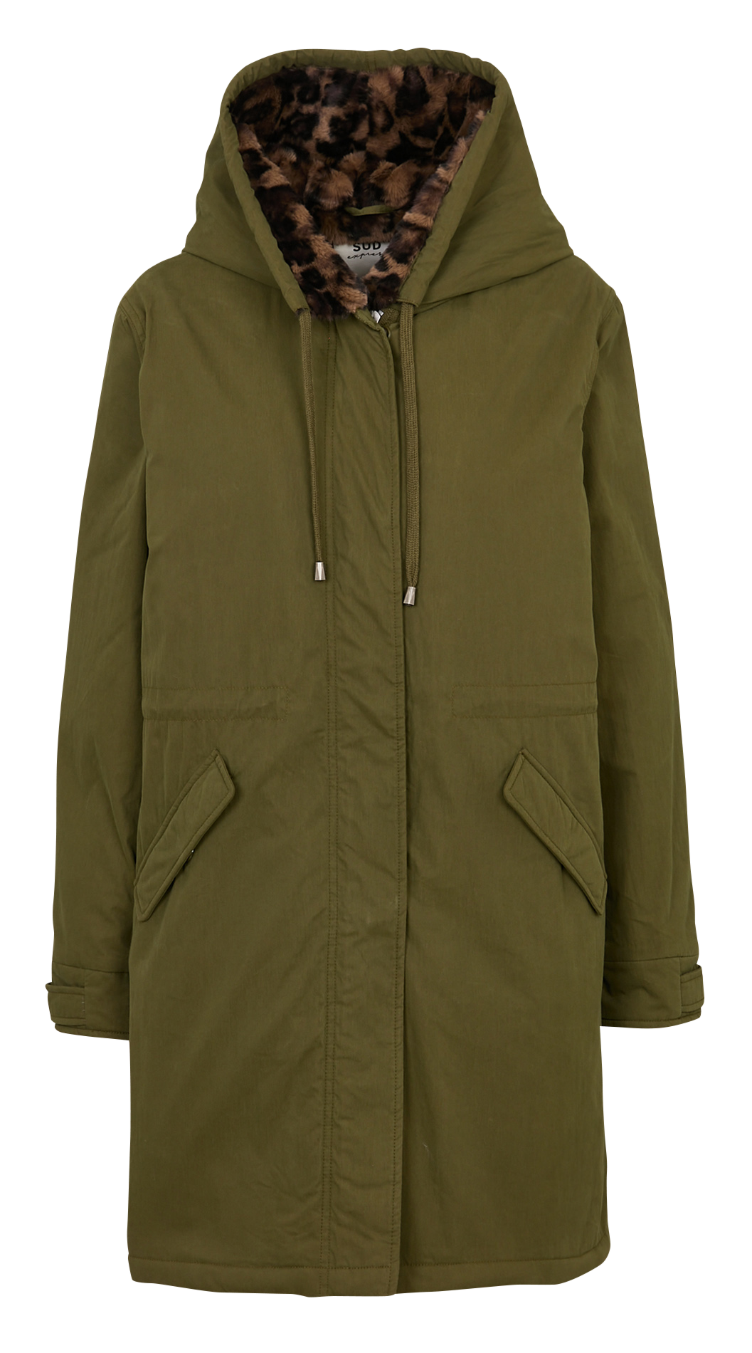 Oversized mantel met opstaande kraag van gemengd katoen SUD EXPRESS Groen