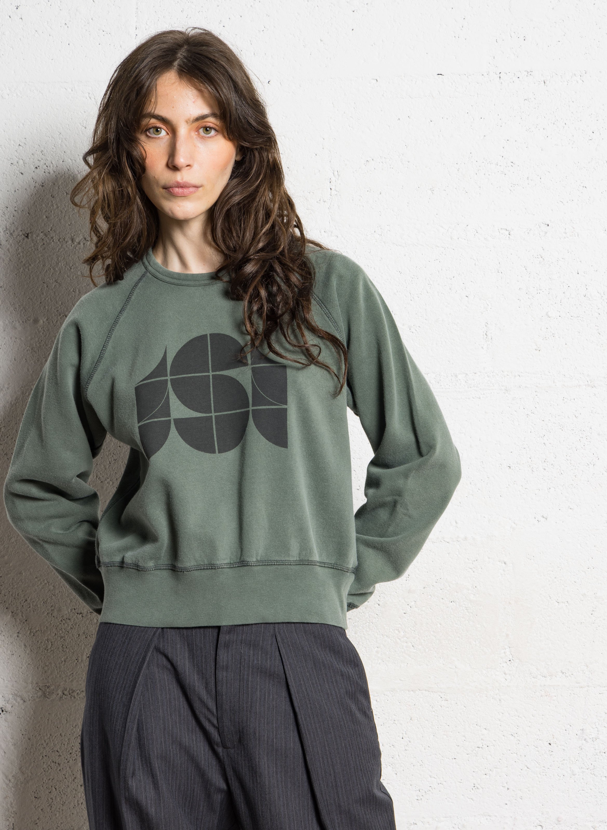 Straight printed cotton sweatshirt SOEUR Grey