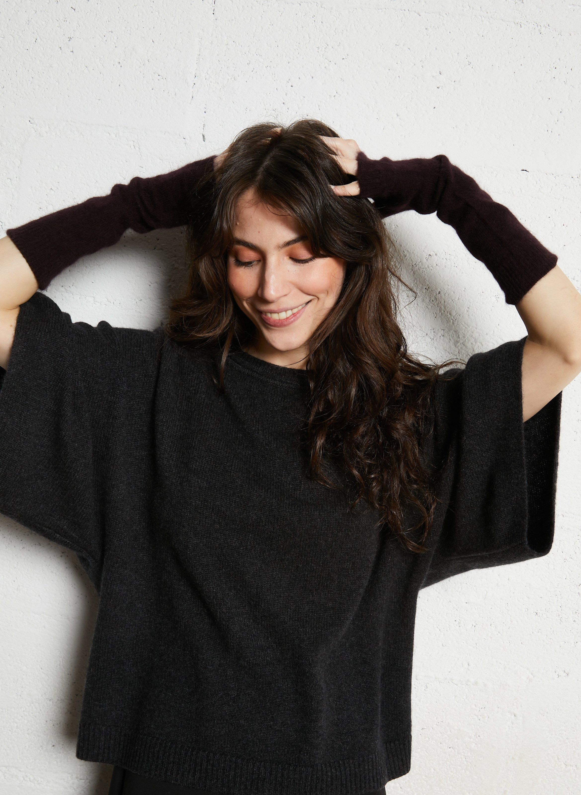 Mitaines en laine mélangée MAJESTIC FILATURES Prune