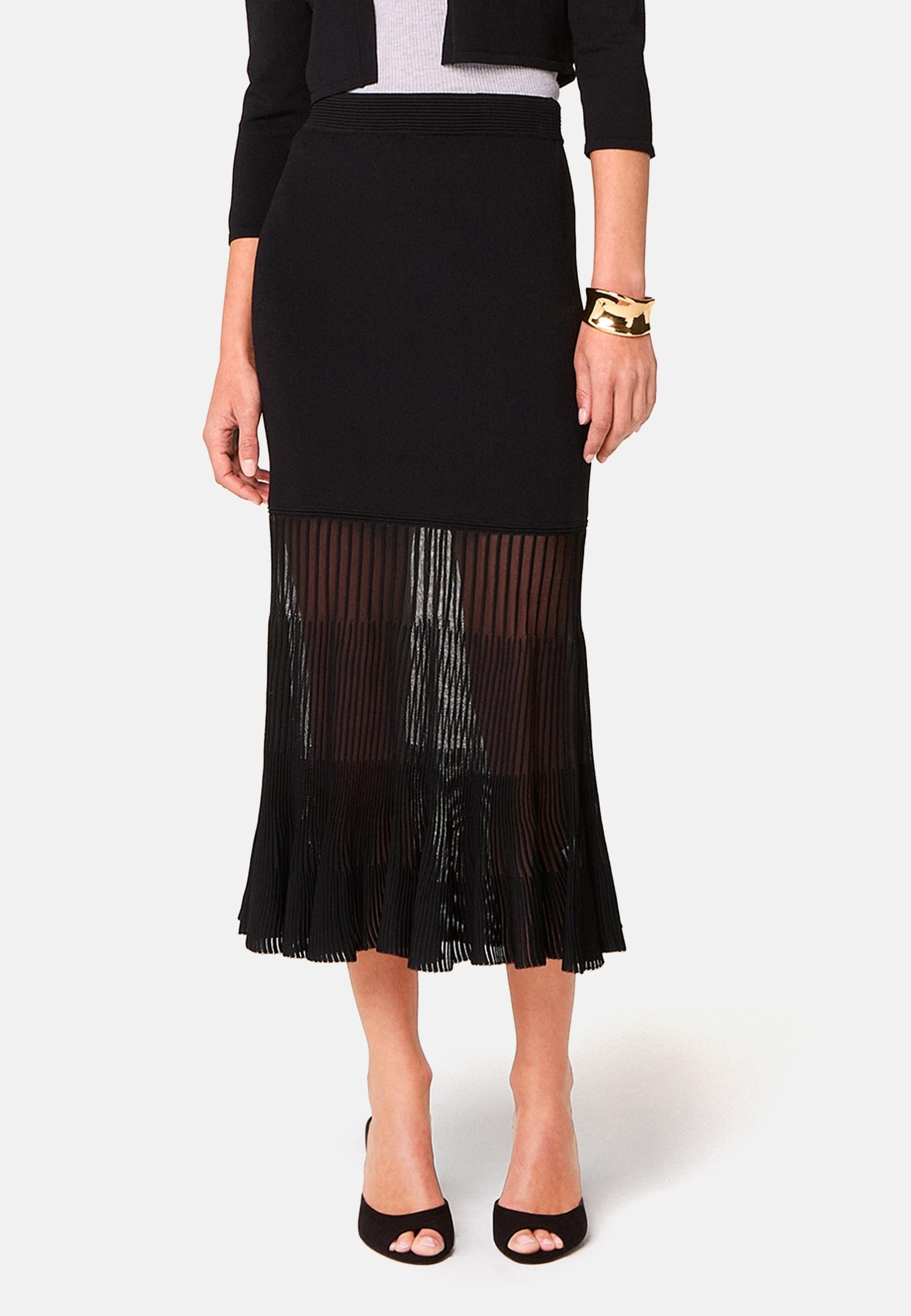 Long dual material skirt RODIER Black