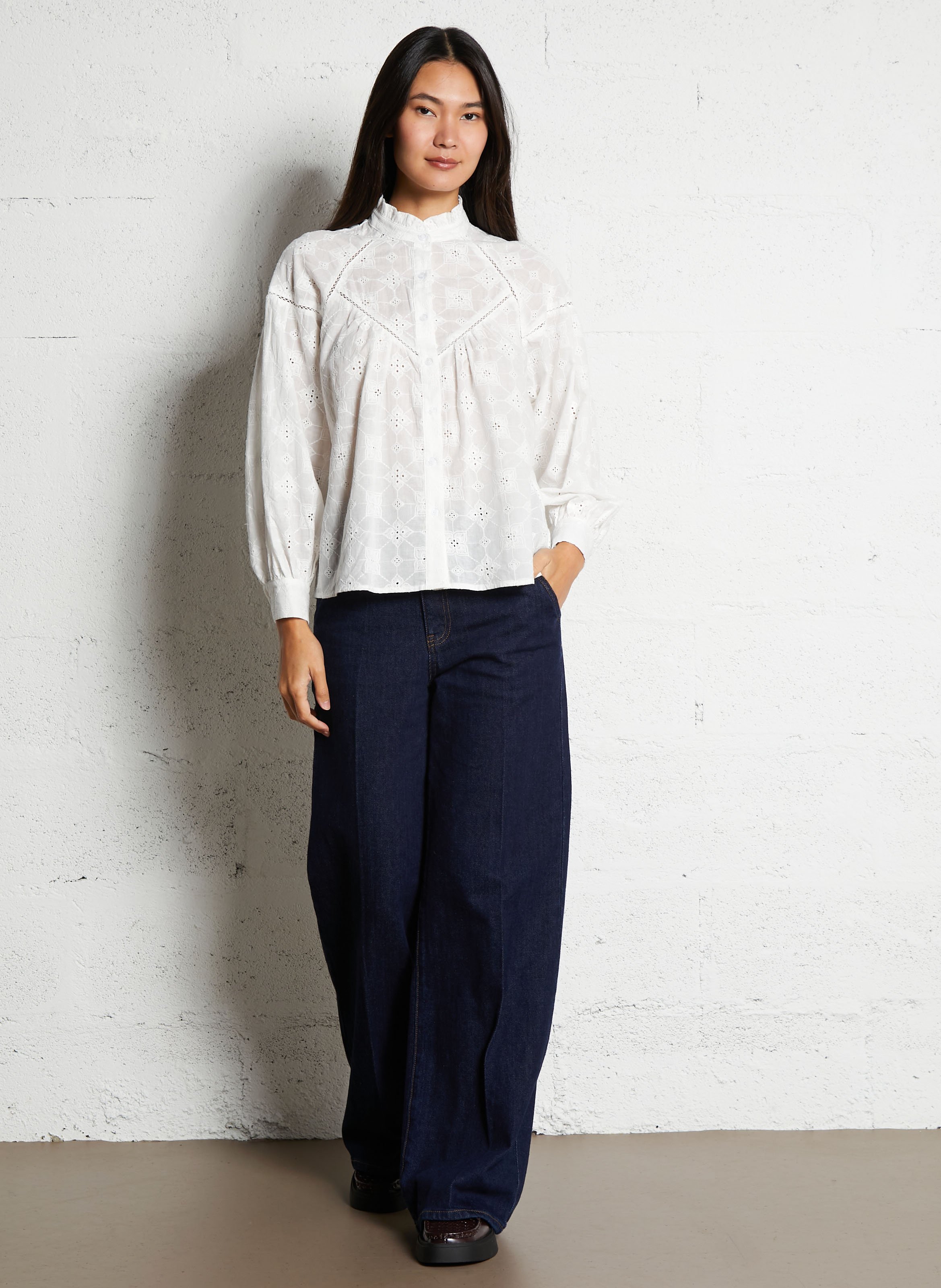 Alexandra - Plumetis-Bluse THE KORNER Weiss