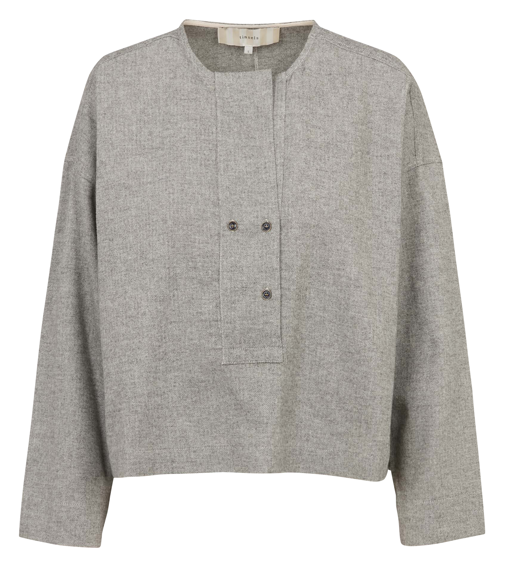 Blouse col rond an coton mélangé TINSELS Argent