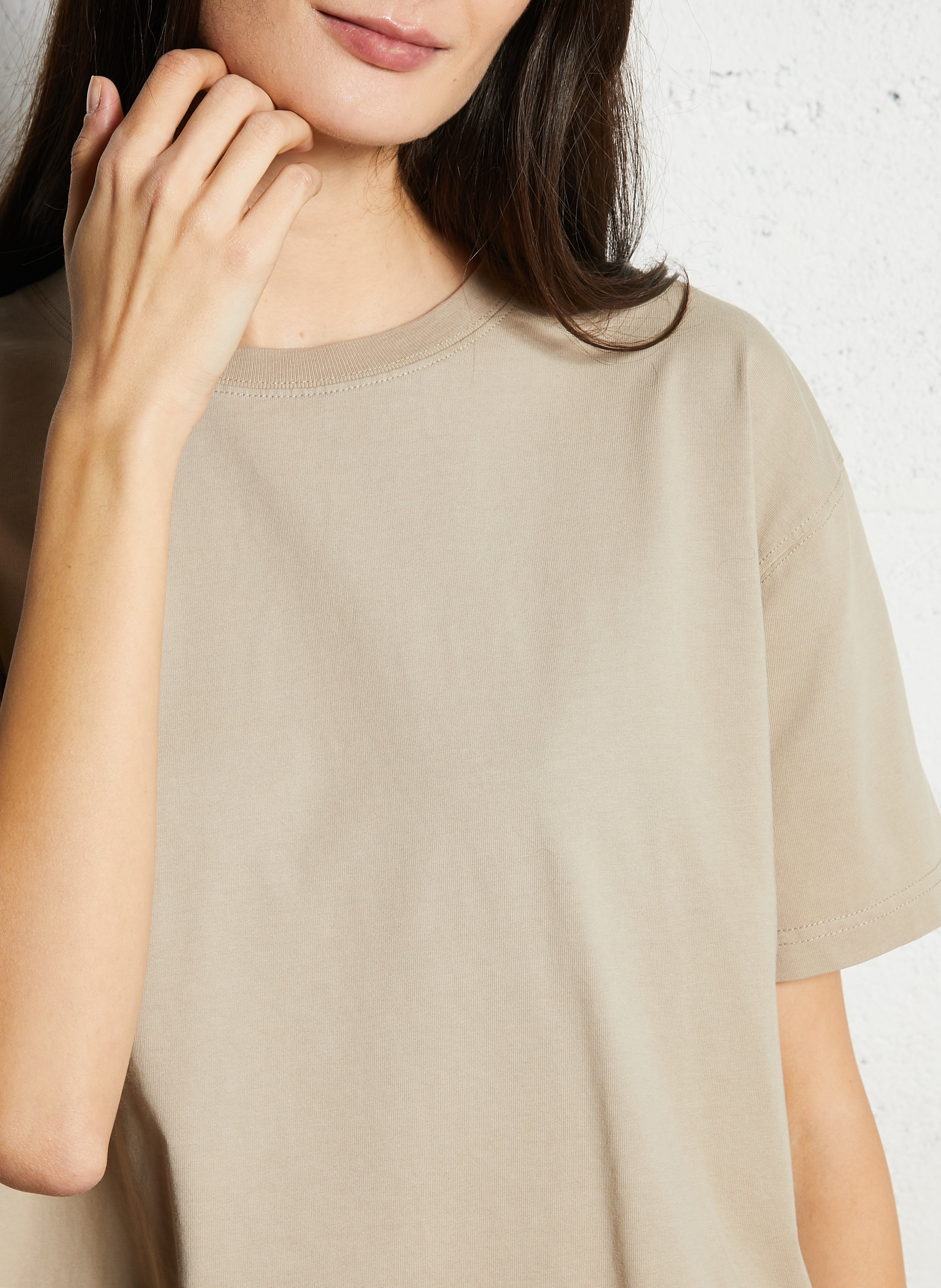 Loose-fit round-neck cotton T-shirt AMERICAN VINTAGE Beige