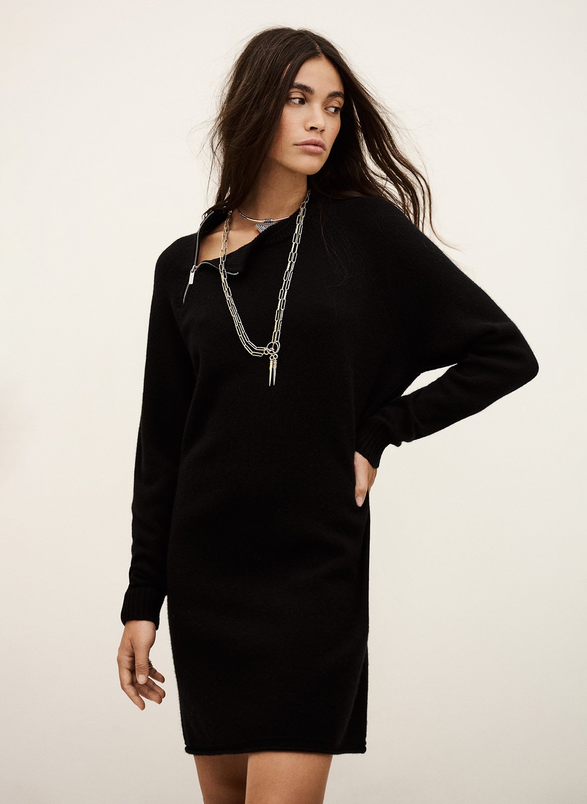 Robe courte col rond en laine BA&SH Noir