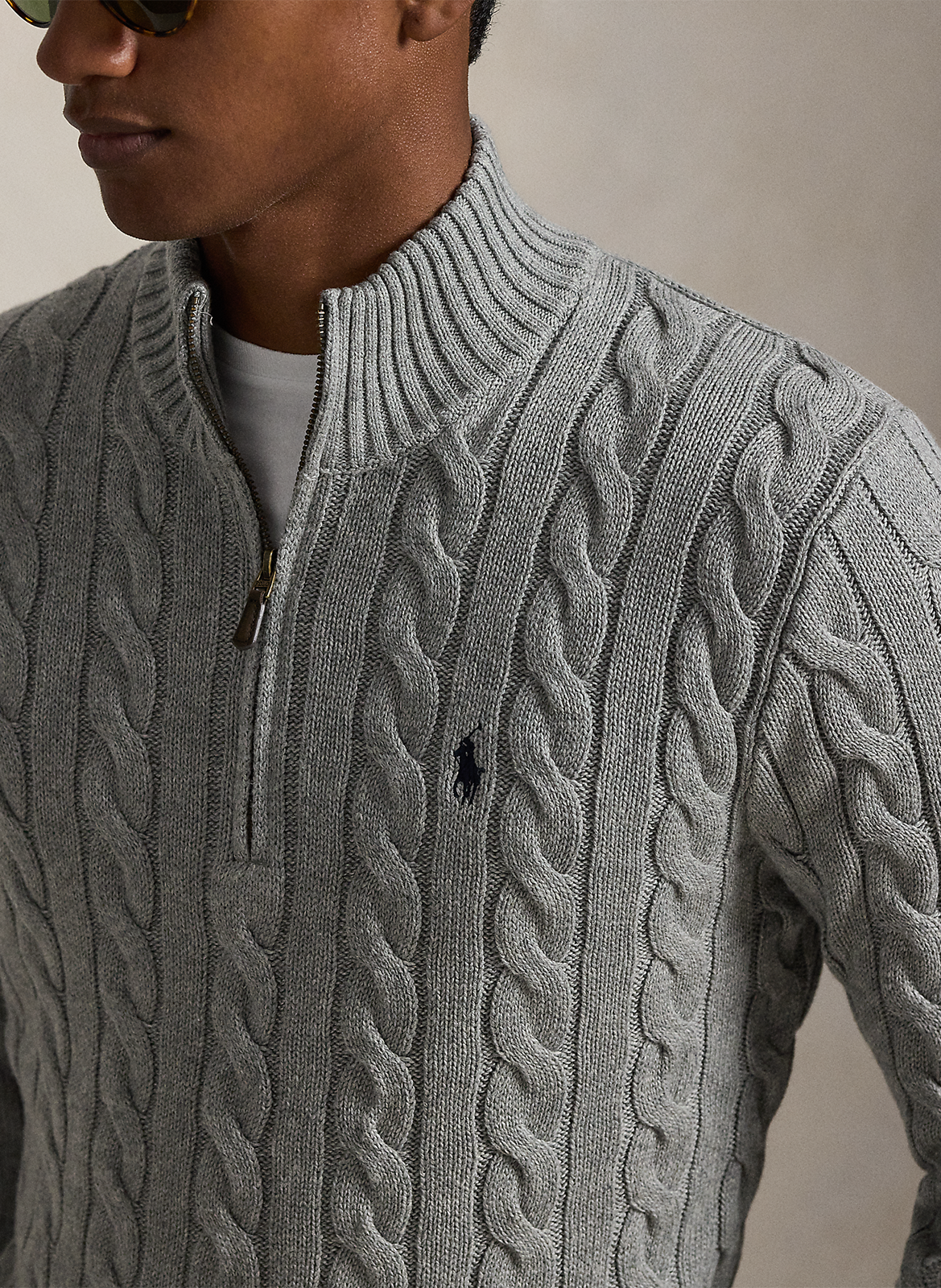 Twisted knit cotton sweater POLO RALPH LAUREN Grey