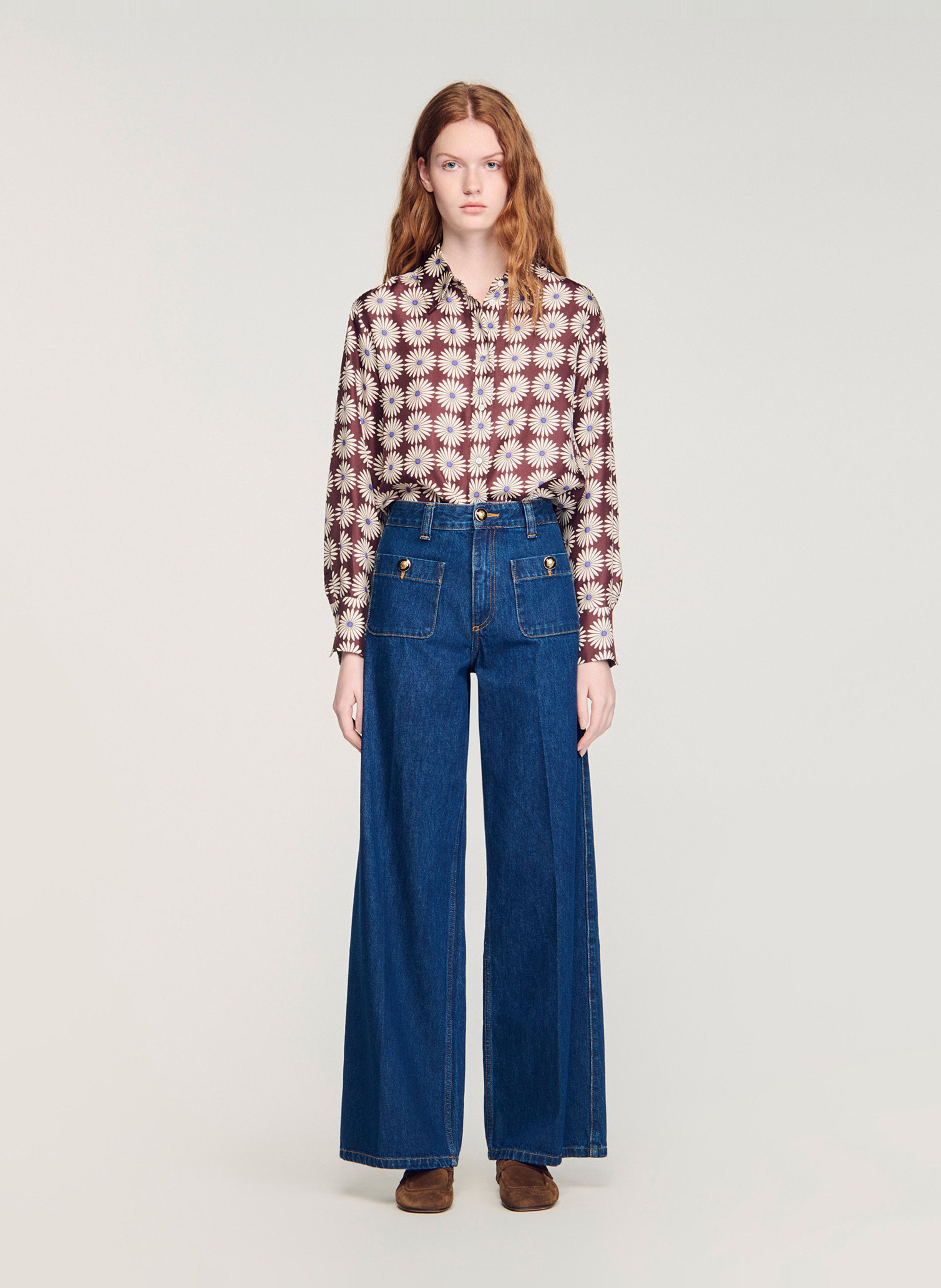 Jean large en coton SANDRO Bleu