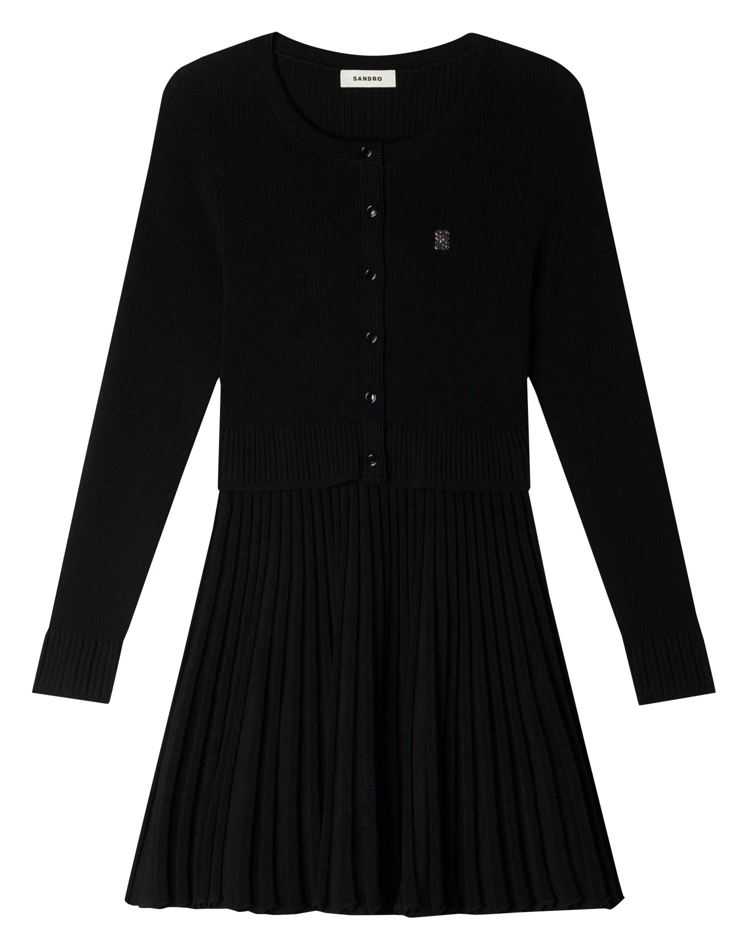 Korte jurk met ronde hals SANDRO Zwart