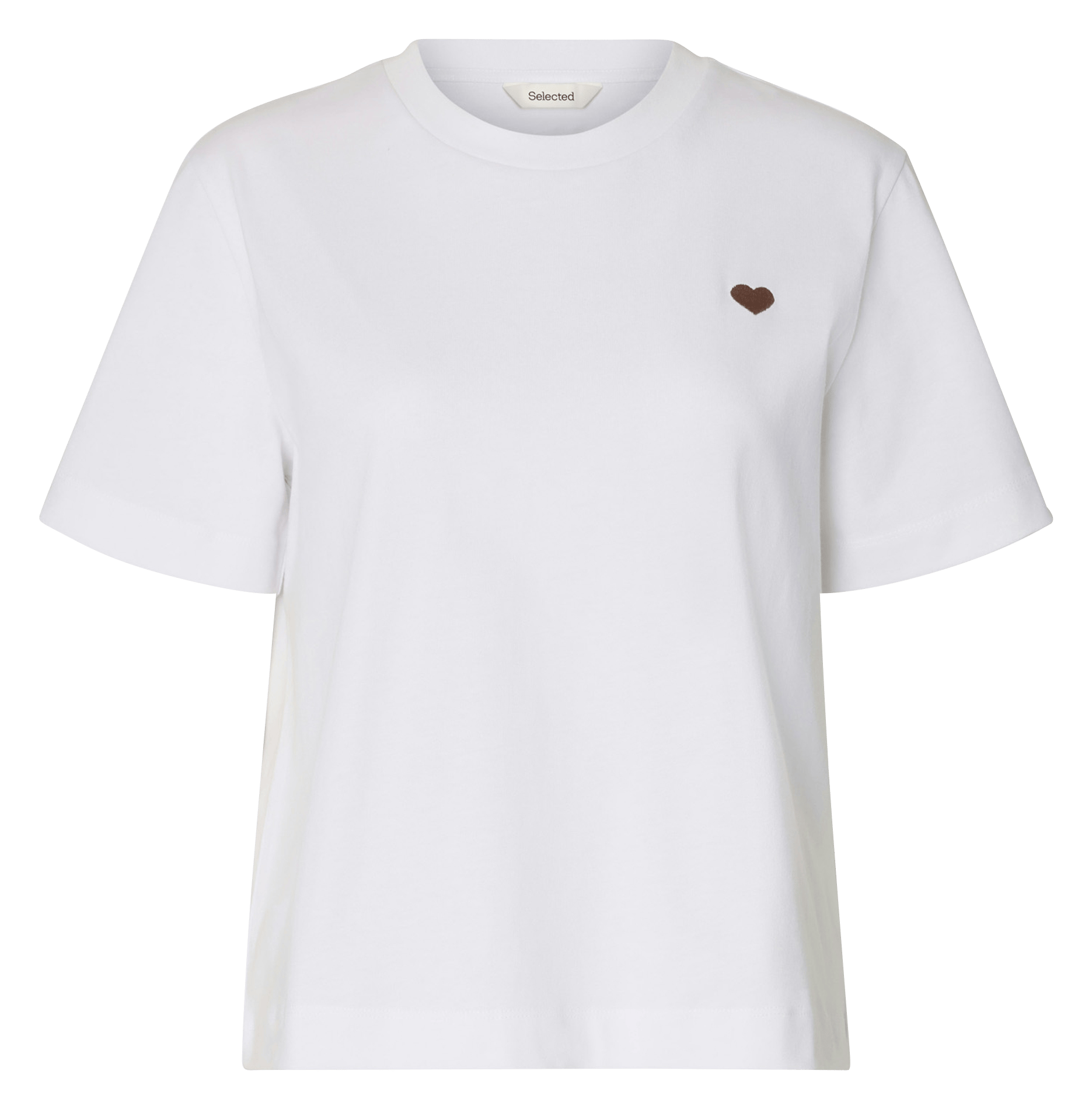 Tee-shirt droit col rond en coton bio SELECTED Blanc