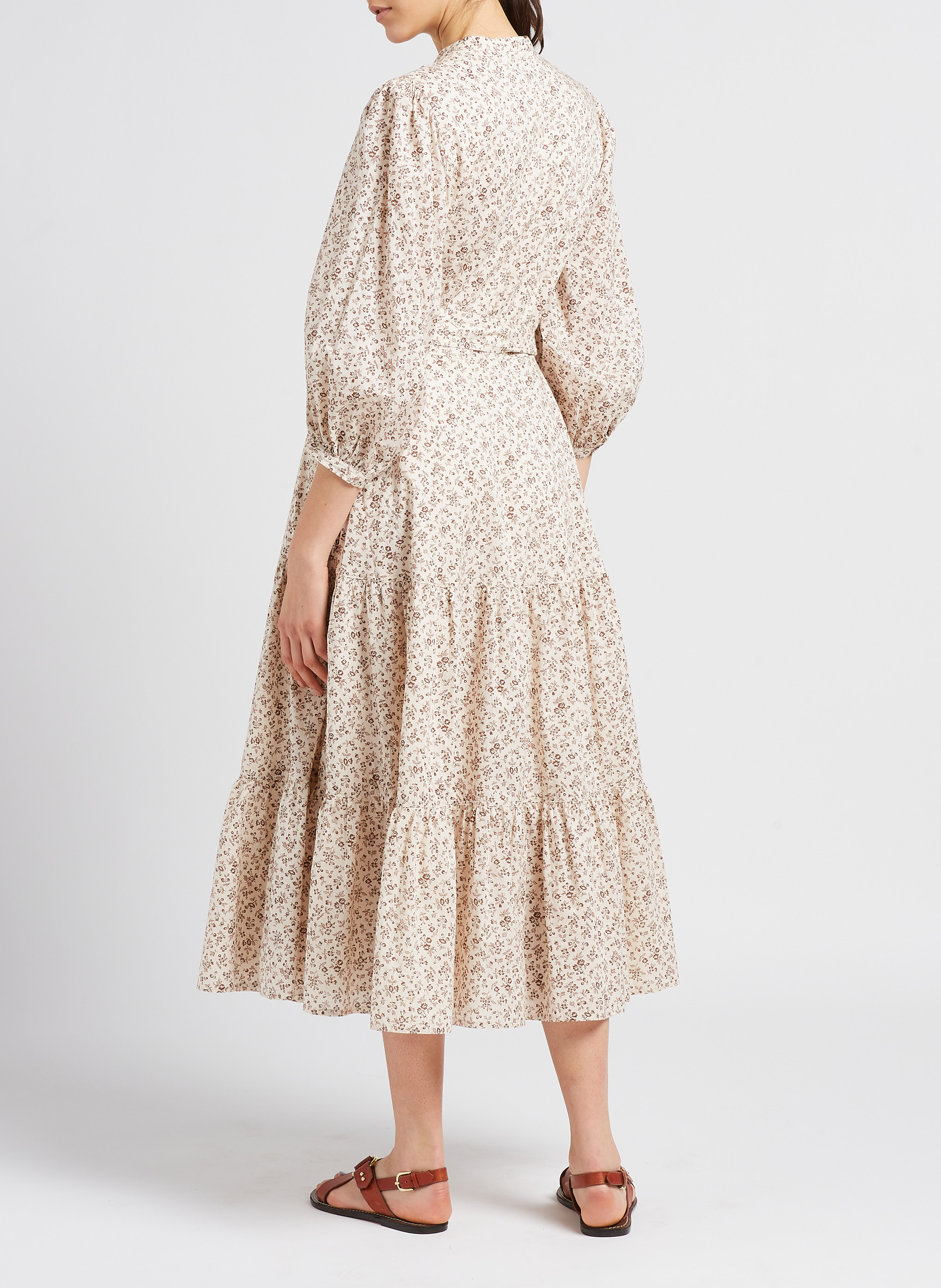 Robe longue imprimé floral en coton  POLO RALPH LAUREN Beige