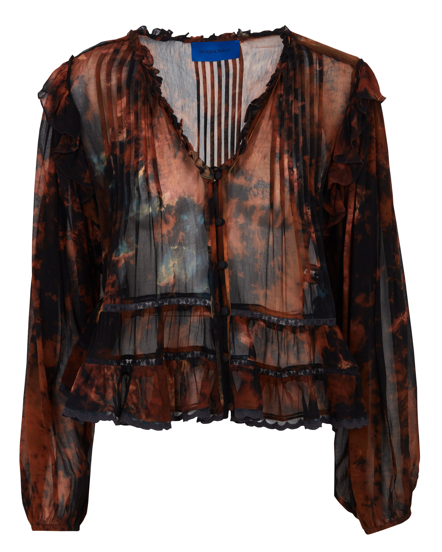 Printed fluid blouse with ruffles MES DEMOISELLES Multicolored