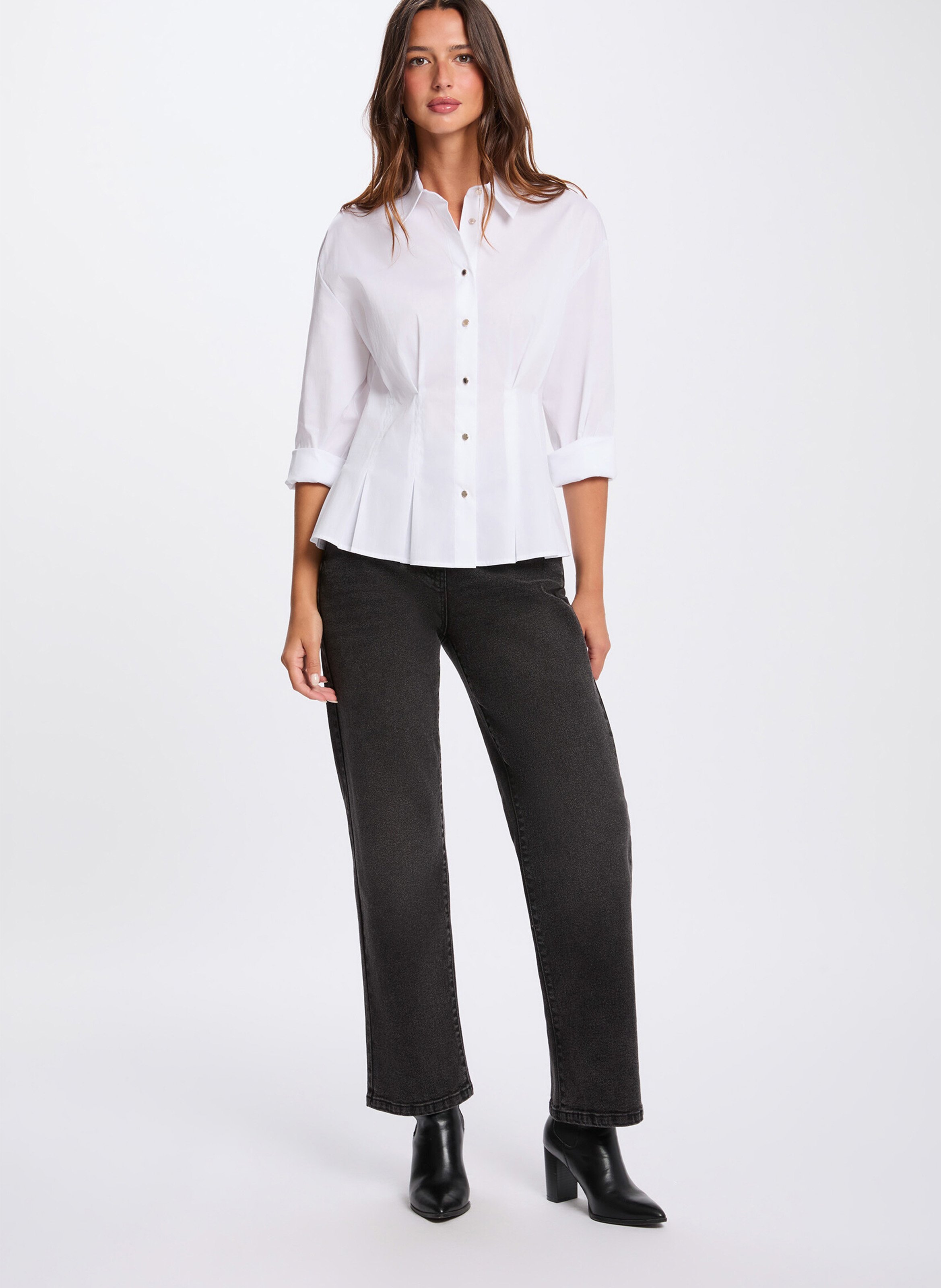 Chemise mit tailliertem Schnitt und Knopfleiste MORGAN Weiss