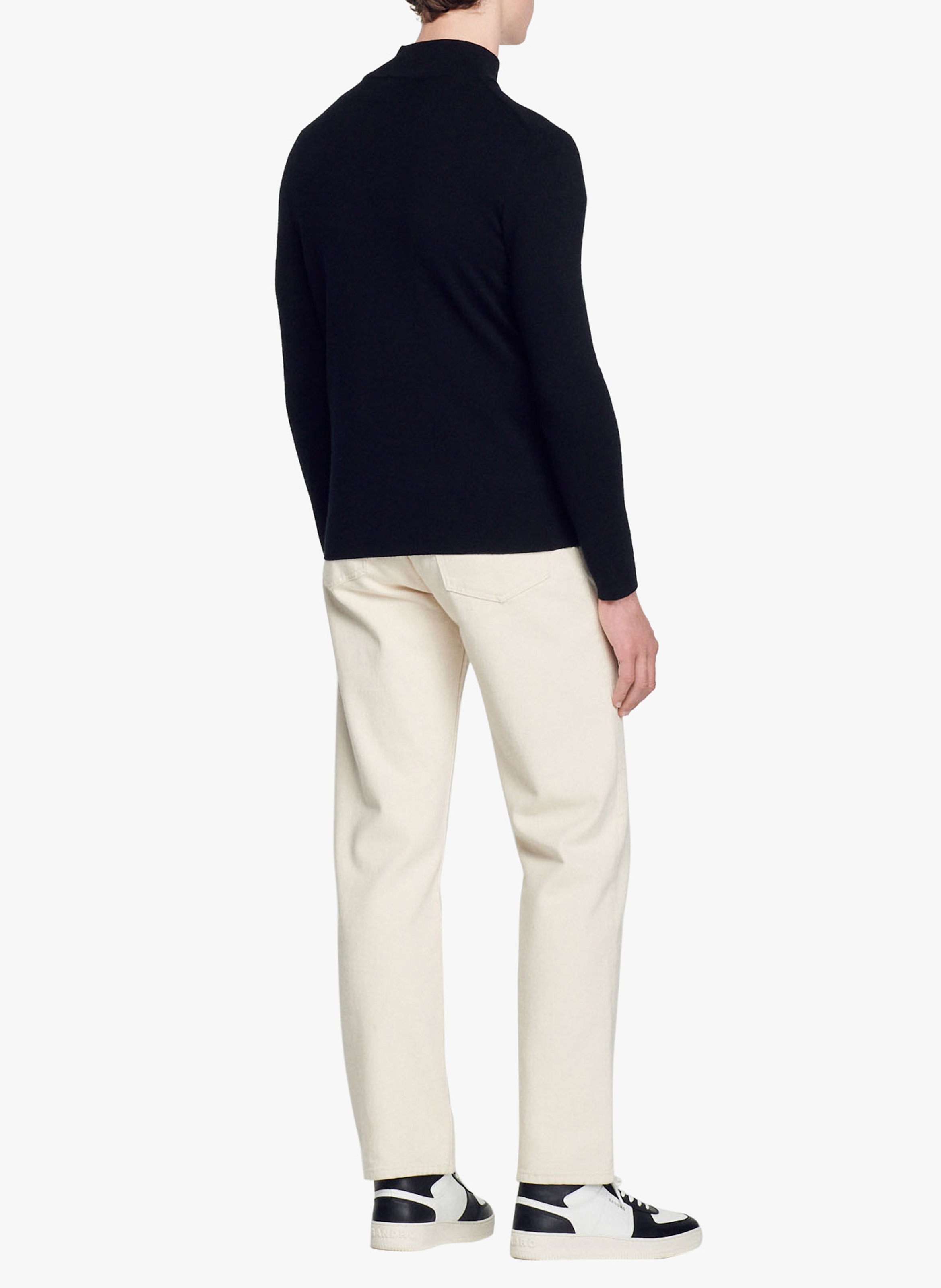 Pull col montant zippé en laine SANDRO Noir