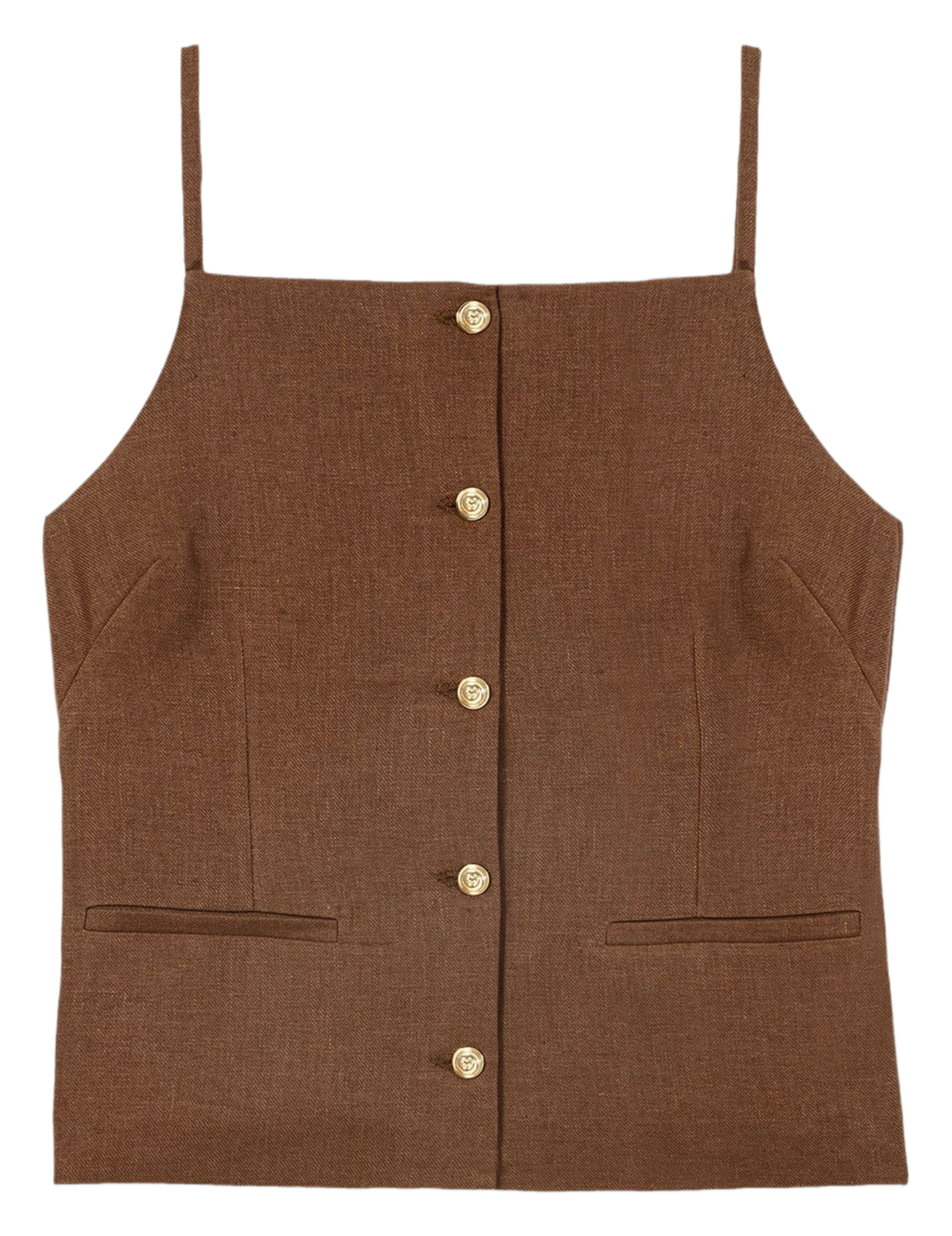 Linen straight top MAJE Brown