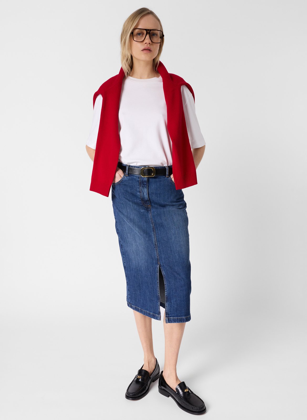 Midi-Rock aus einfarbigem Denim GERARD DAREL Blau