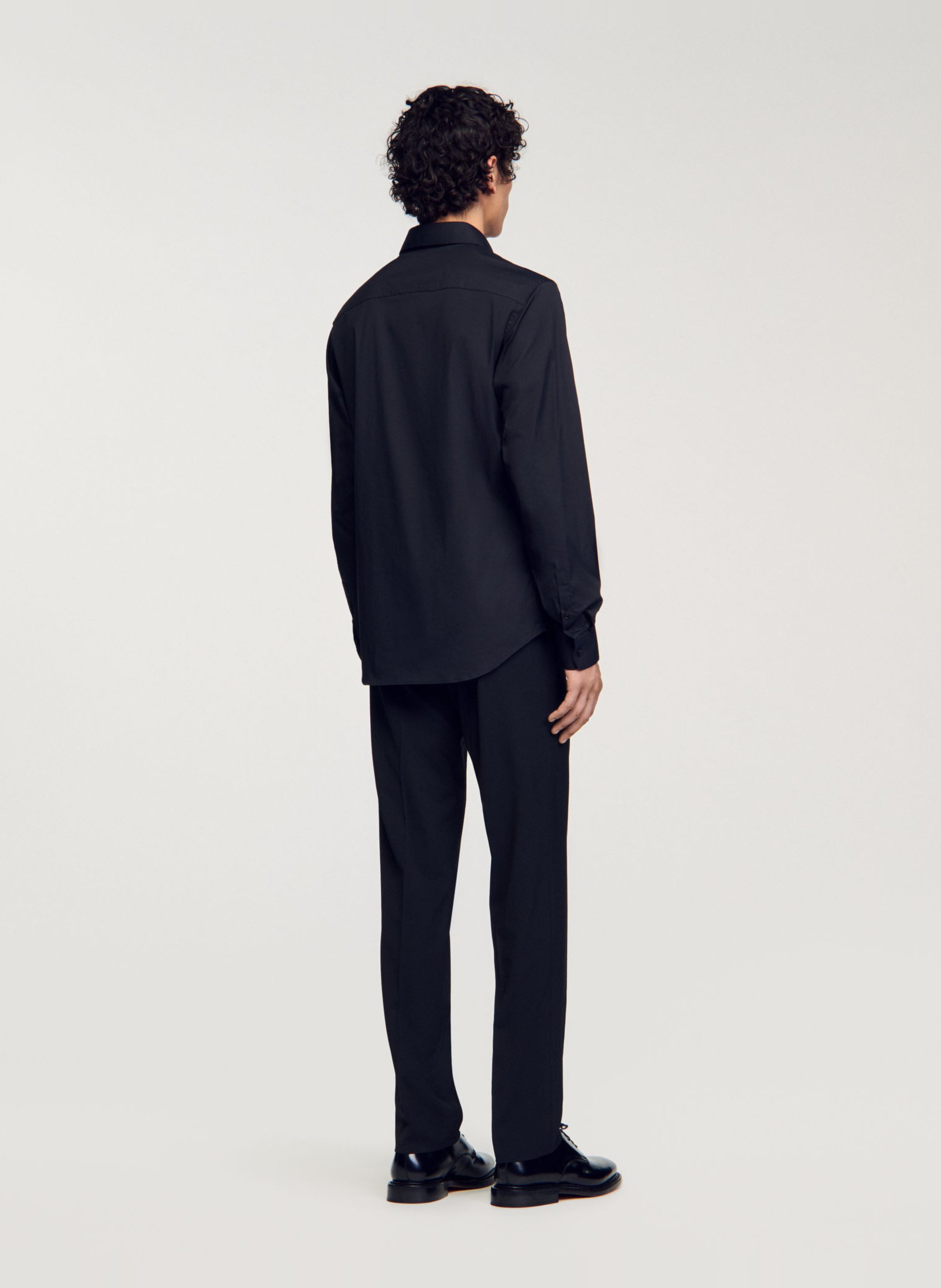 Chemise droite en coton mélangé SANDRO Noir