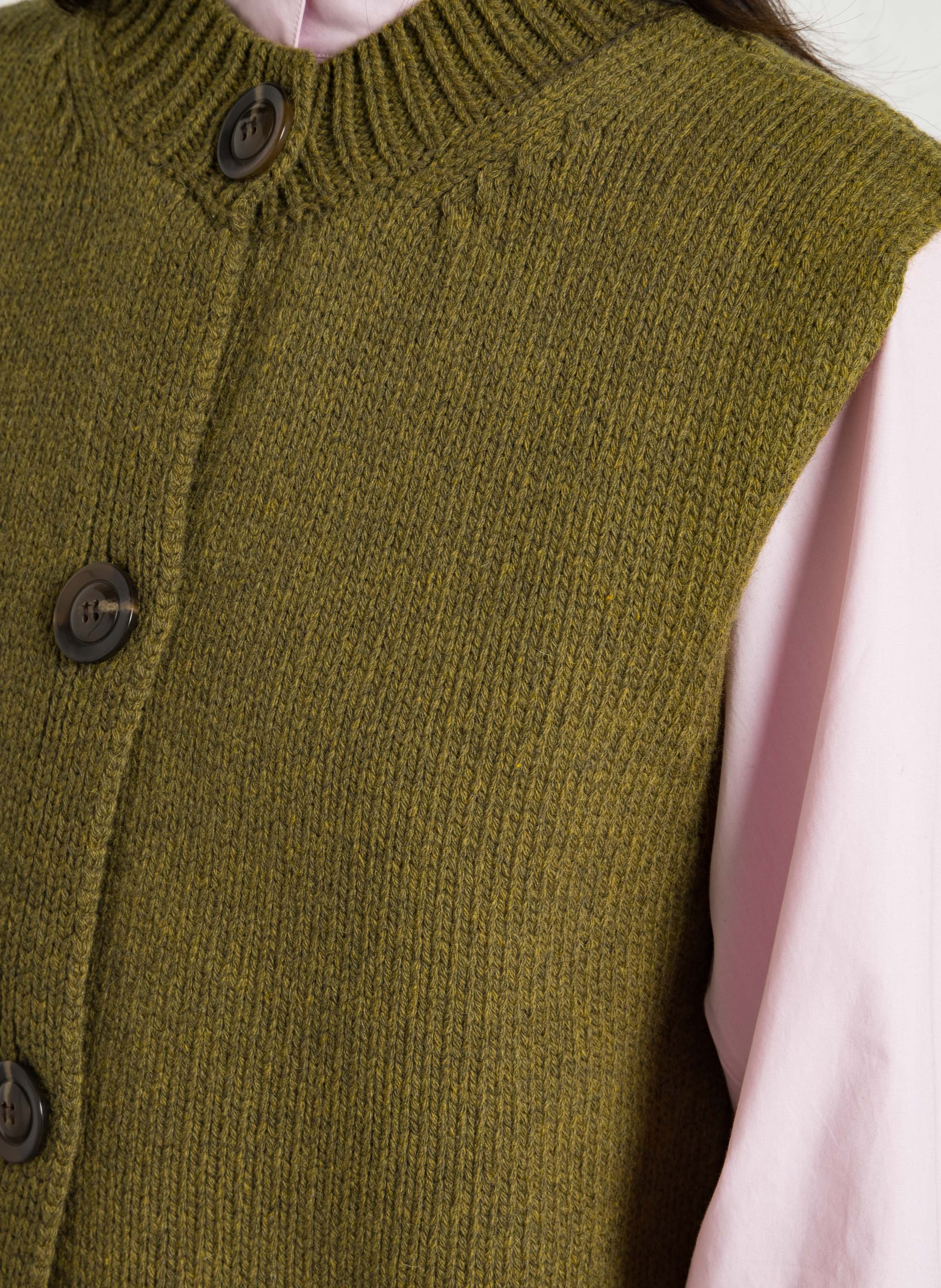 Oversized high neck wool cardigan SOEUR Green