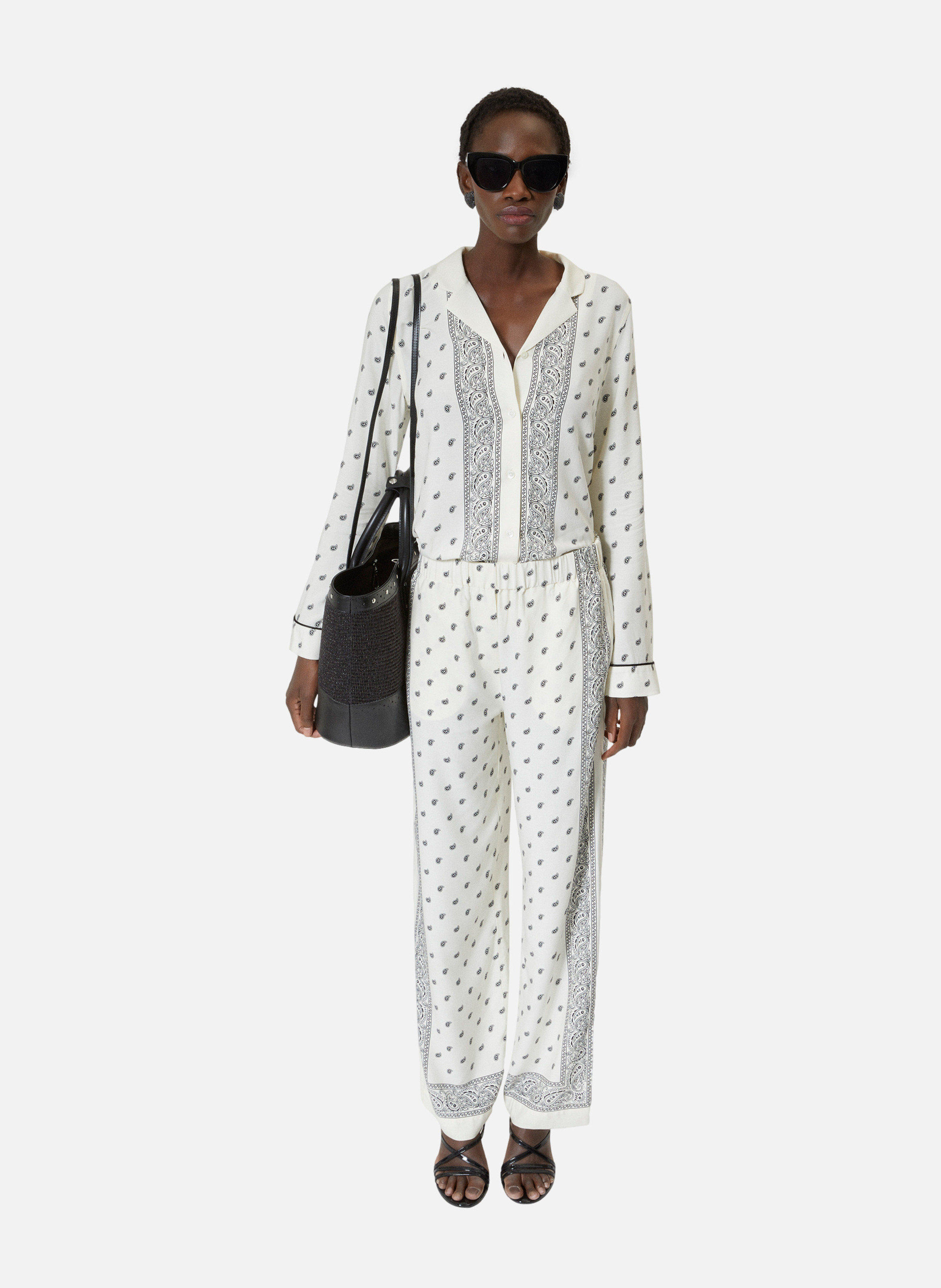 Straight fluid printed bandana pants THE KOOPLES White