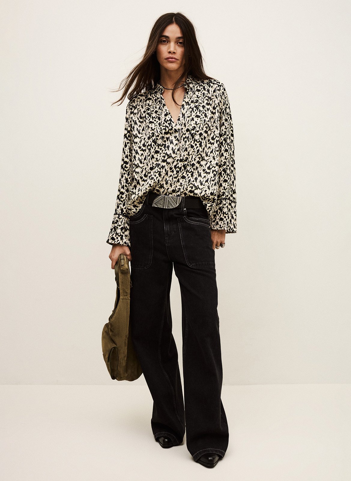 Printed jacket with round neck BA&SH Beige