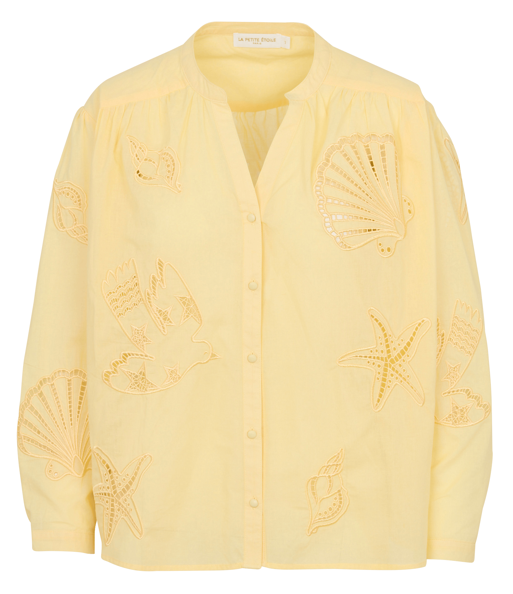 Katoenen blouse met V-hals LA PETITE ETOILE Geel