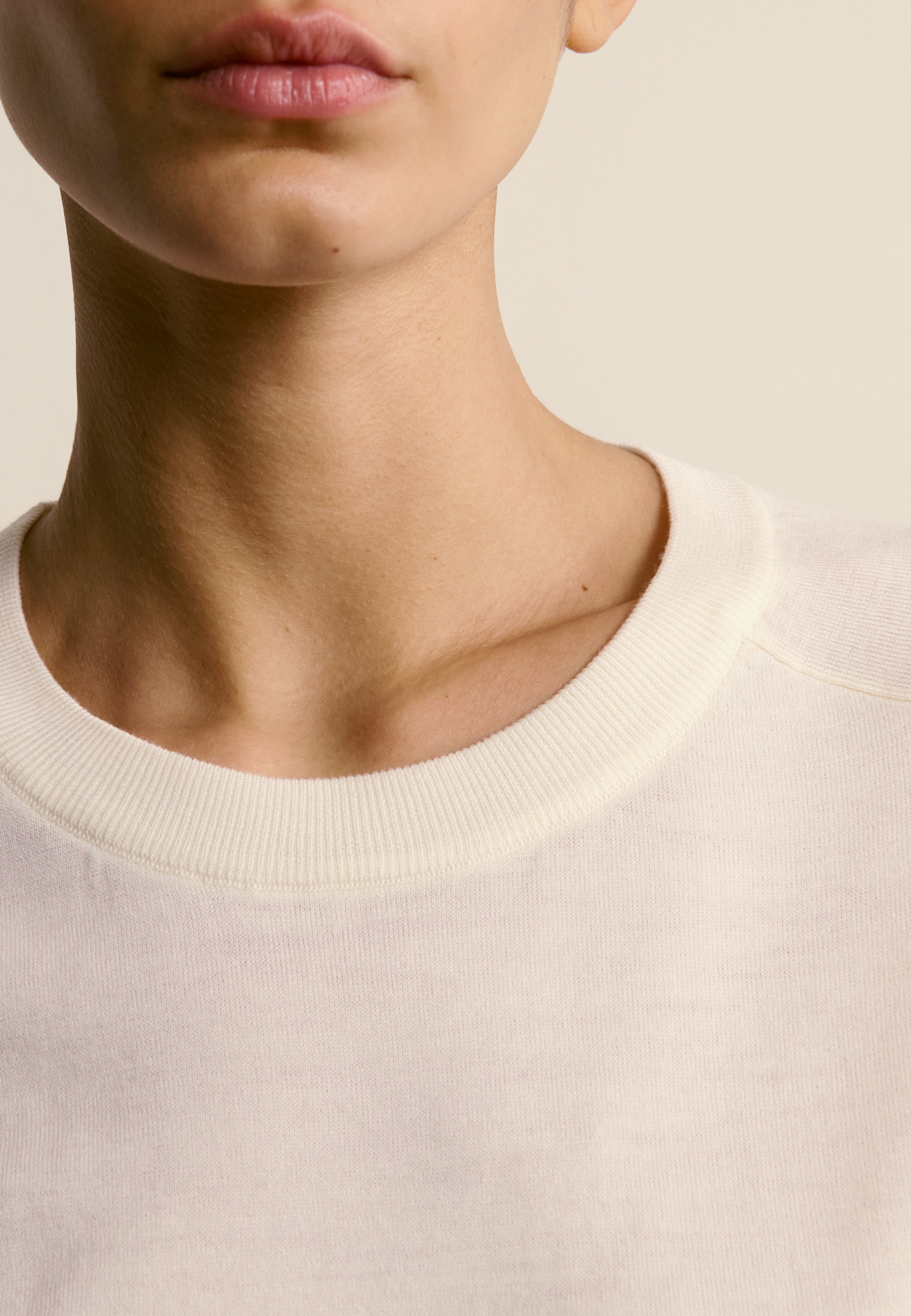 Round neck merino wool T-shirt MAISON MONTAGUT White